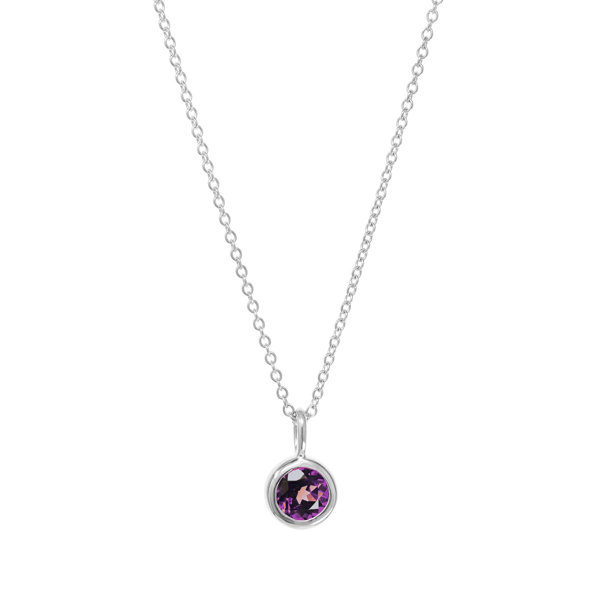 Sterling Silver Birthstone Charm Necklace with 16