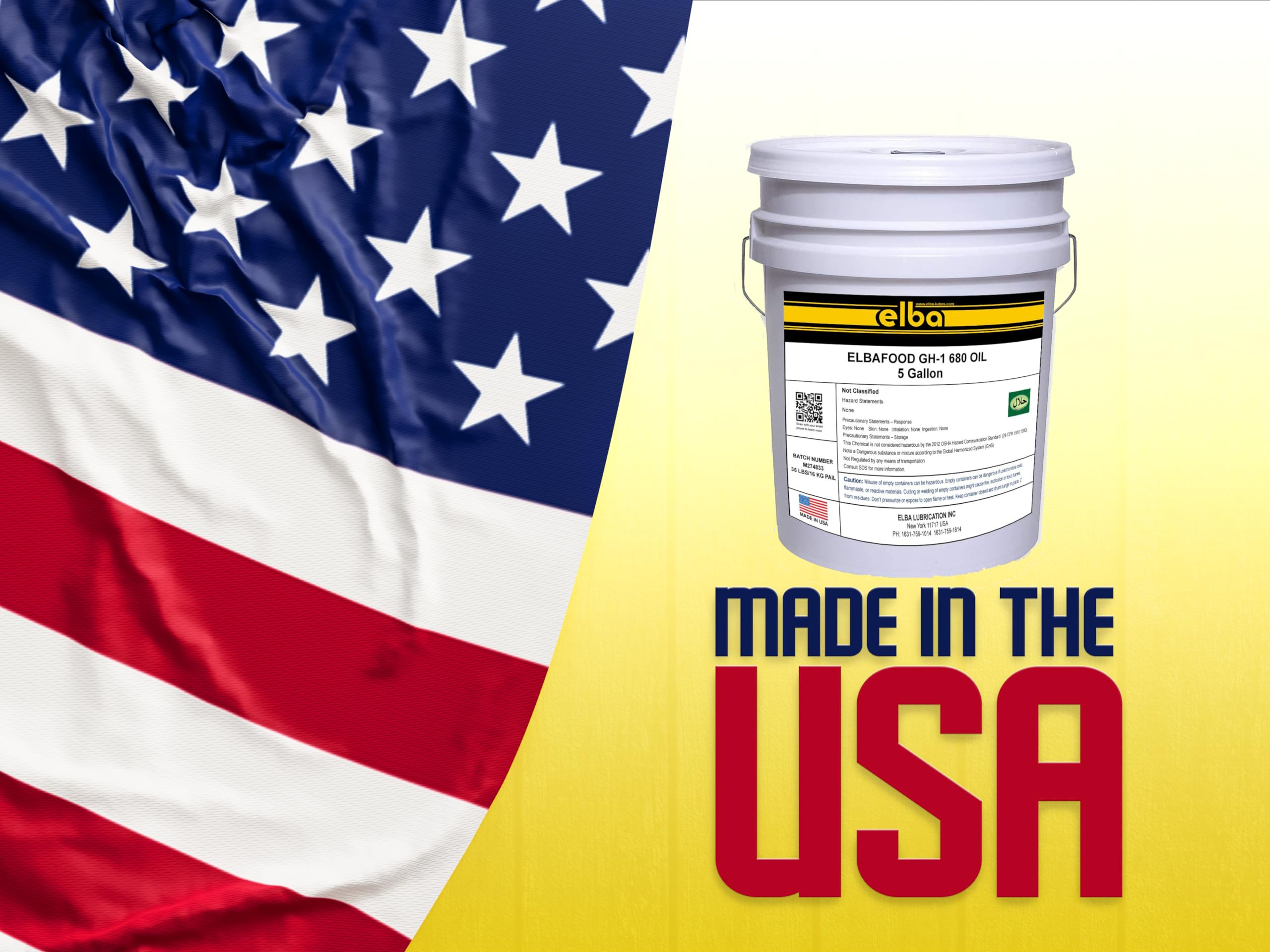 Food Grade Gear Oil ISO VG 680 - NSF H1 Certified Synthetic Blend - Kosher & Halal Approved - 5 Gallon Pail - Industrial Machinery Lubrication for Food Processing Equipment