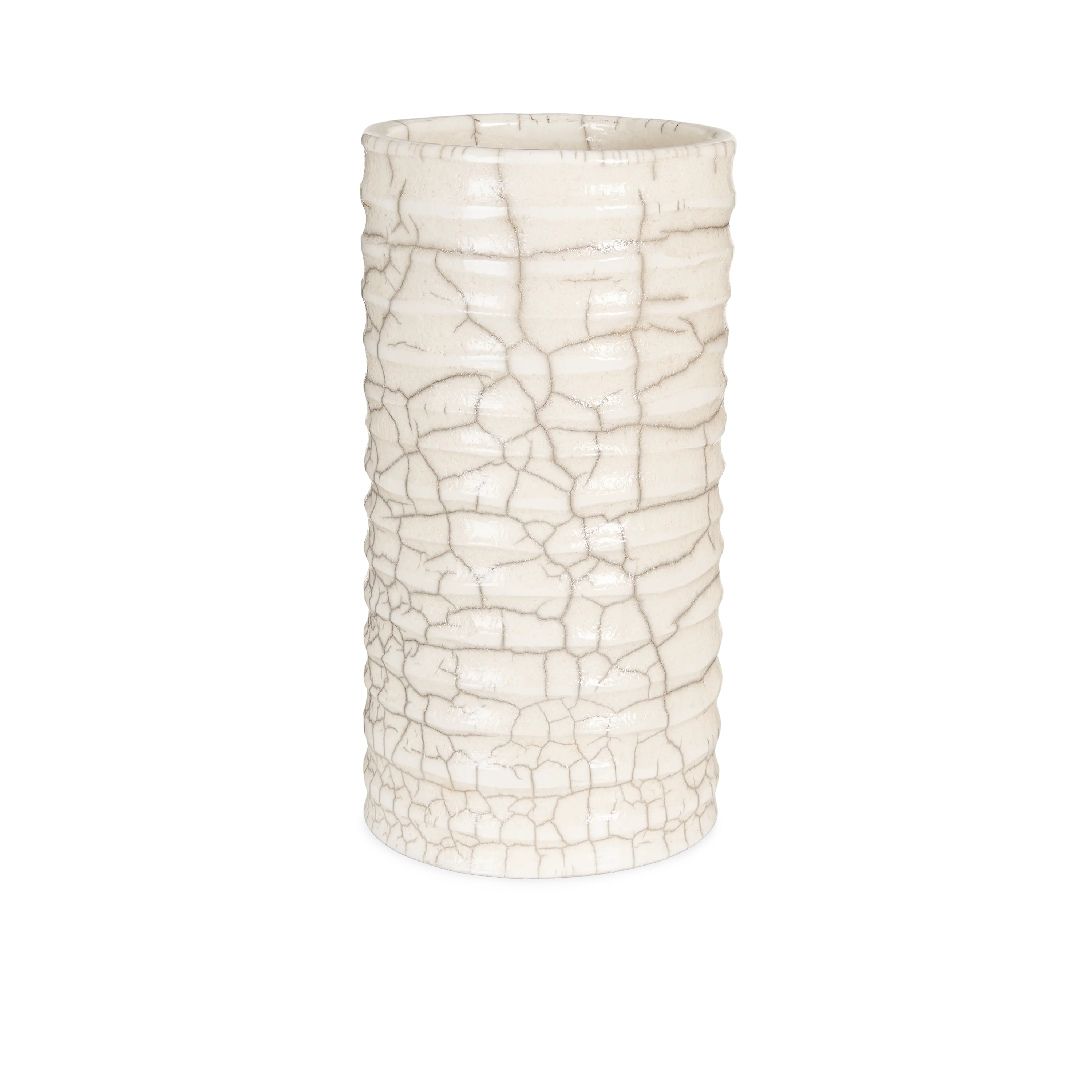 Handmade Crackle Glass Cylinder Vase - Modern Home Decor for Centerpieces, Wedding Decorations & Living Room Accents
