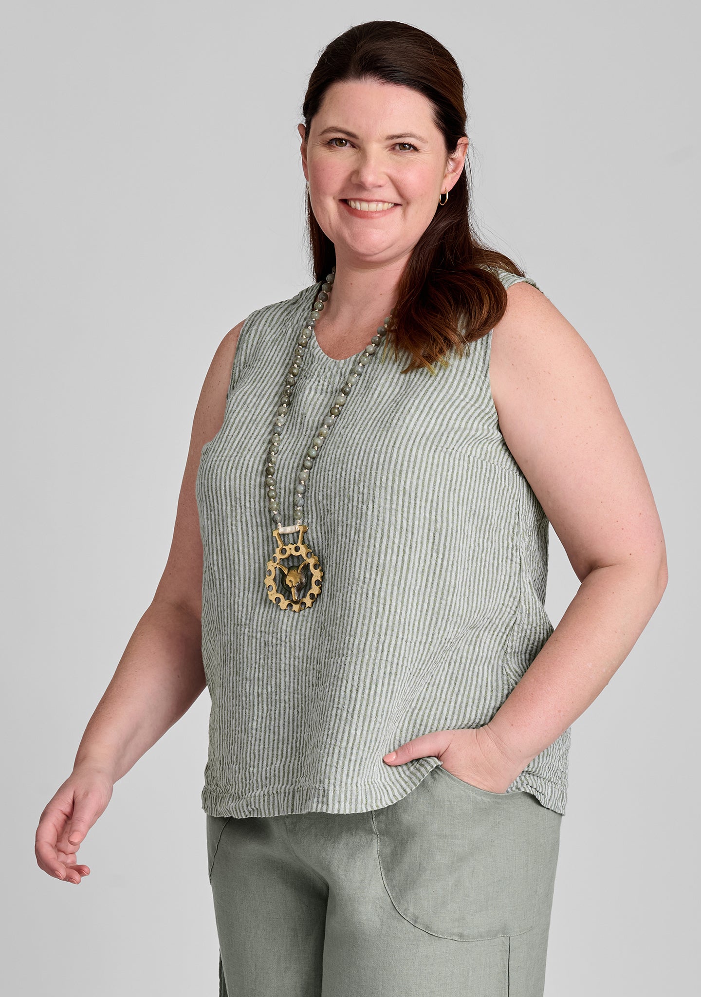 Gem Tank Linen Tank Top for Women - Breathable Summer Casual Wear, Perfect for Beach, Yoga & Everyday Outfits