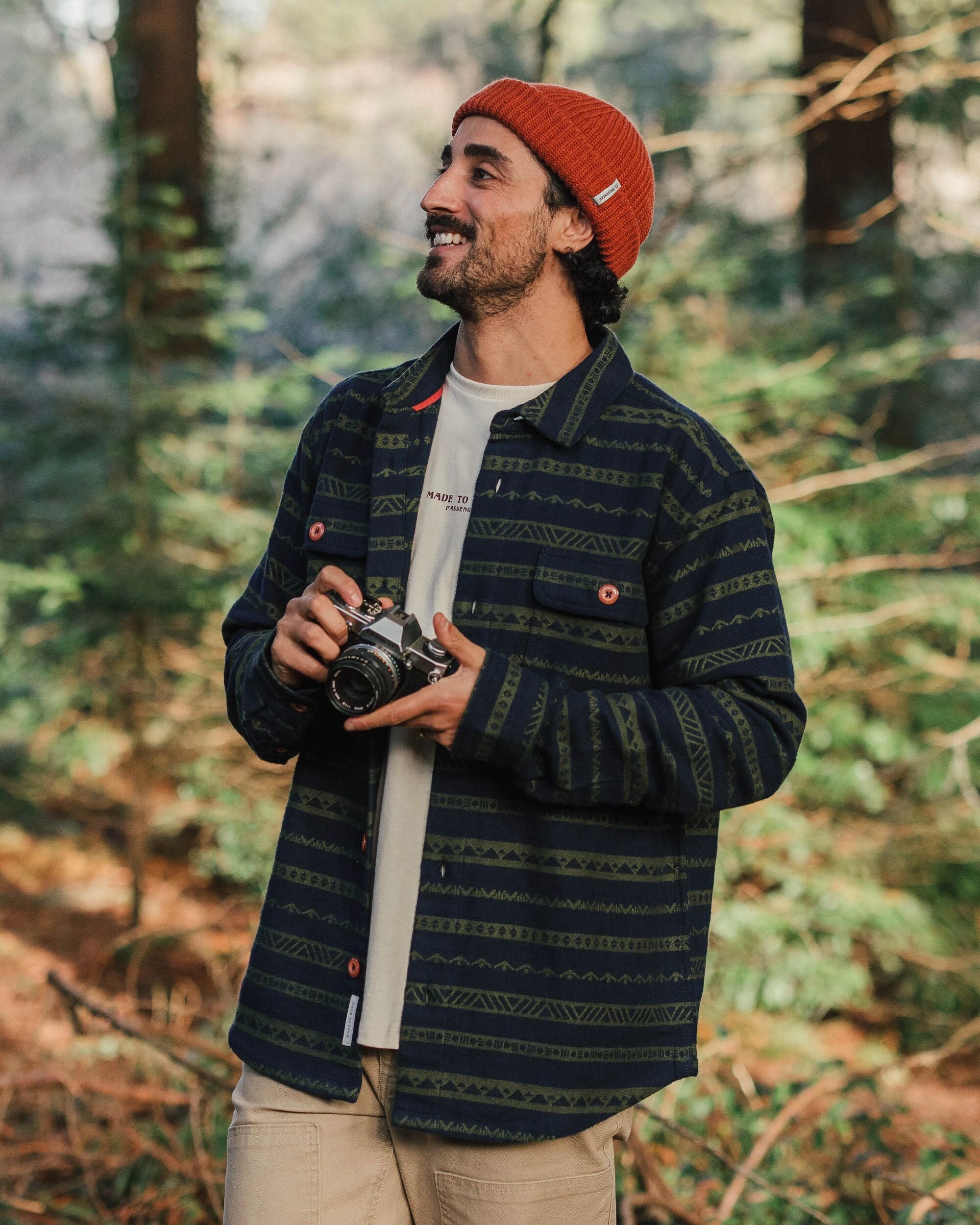 Taupo Organic Cotton Long Sleeve Shirt for Men - Soft Breathable Comfort Fit Casual Button Down Shirt in Rich Navy Blue | Perfect for Office, Travel & Outdoor Activities