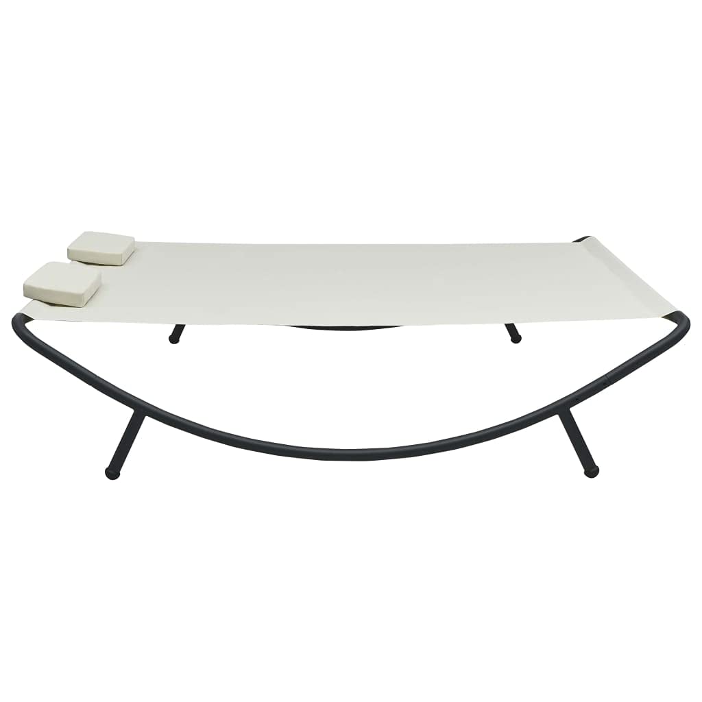 Outdoor Patio Lounge Bed with Cream Fabric - Perfect for Backyard Relaxation, Poolside Lounging, and Sunbathing