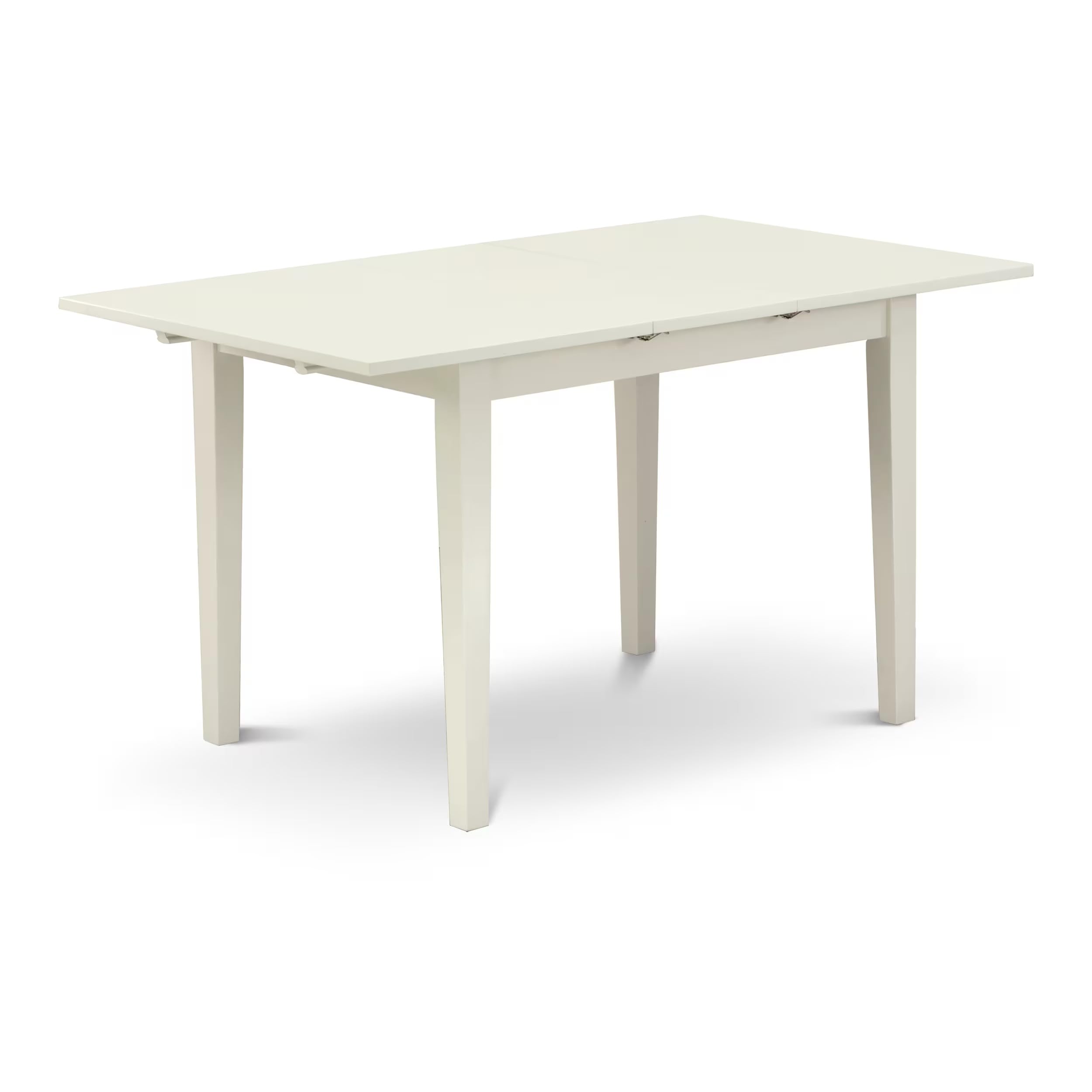 East West Furniture 5-Piece Modern Dining Room Set - 32x54 Inch Rectangle Wooden Table with Butterfly Leaf & 4 White Faux Leather Chairs - Linen White - Perfect for Small Spaces, Apartments & Contemporary Home Decor