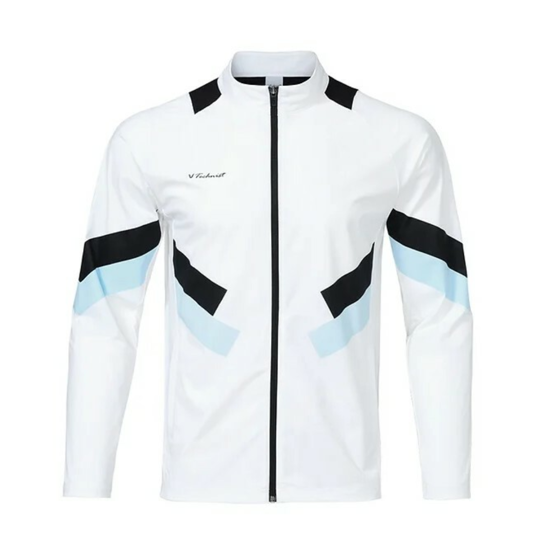 Technist TNJ 4402 Men's Breathable Lightweight Training Zip Up Jacket - White | Gym Workout, Running, Outdoor Sports Activewear