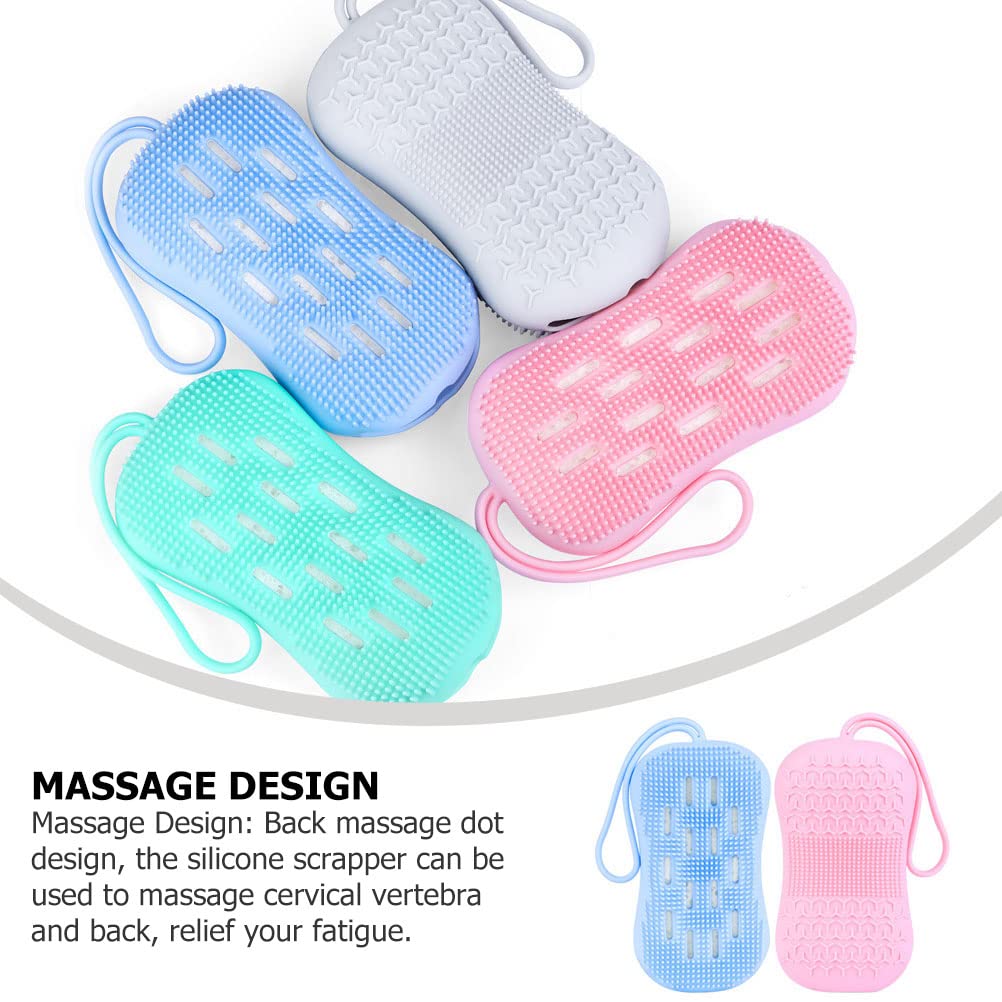 EXCLUZO 2-Pack Silicone Bath Brushes for Body Scrub & Exfoliation - Soft Cleaning Brush Set (Blue & Pink) | Home Spa, Shower & Bathroom Essentials for Gentle Skin Care