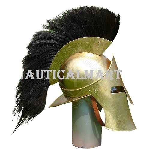Authentic Medieval Greek Spartan Helmet - Bronze Battle Helmet Replica for Cosplay, Halloween & Historical Reenactment - Perfect for LARP, Theater & Collectors