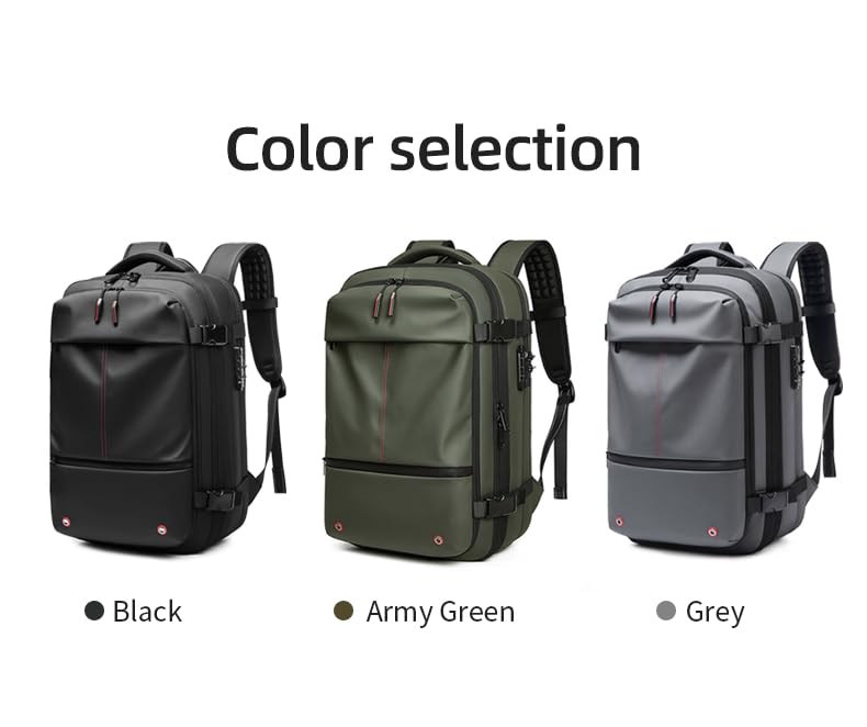 17 Inch Travel Laptop Backpack for Men - Large Capacity Vacuum Compression Business & Hiking Backpack with Extended Storage (Grey) - Perfect for Work Commute, Business Trips & Outdoor Adventures