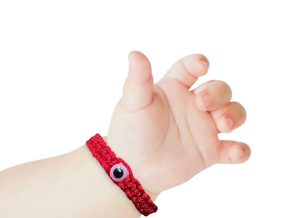 **Red Baby Bracelet for Girls & Boys - Protection Amulet, Good Luck Charm & Evil Eye Guard - Infant Bracelet in Red, Blue, Pink, Black - Perfect for Newborn Gifts, Christening & Baby Shower Favors**