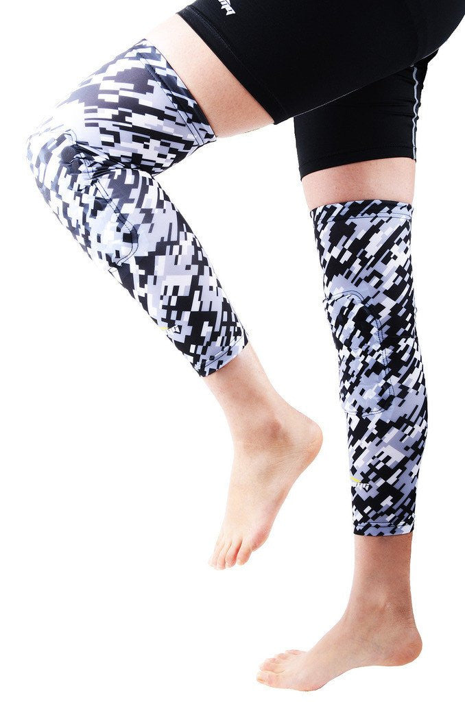 Digital Camo Black Gray Knee Pads - Breathable Leg Sleeves for Sports & Outdoor Activities (2PCS) - Perfect for Running, Cycling, Hiking & Workouts