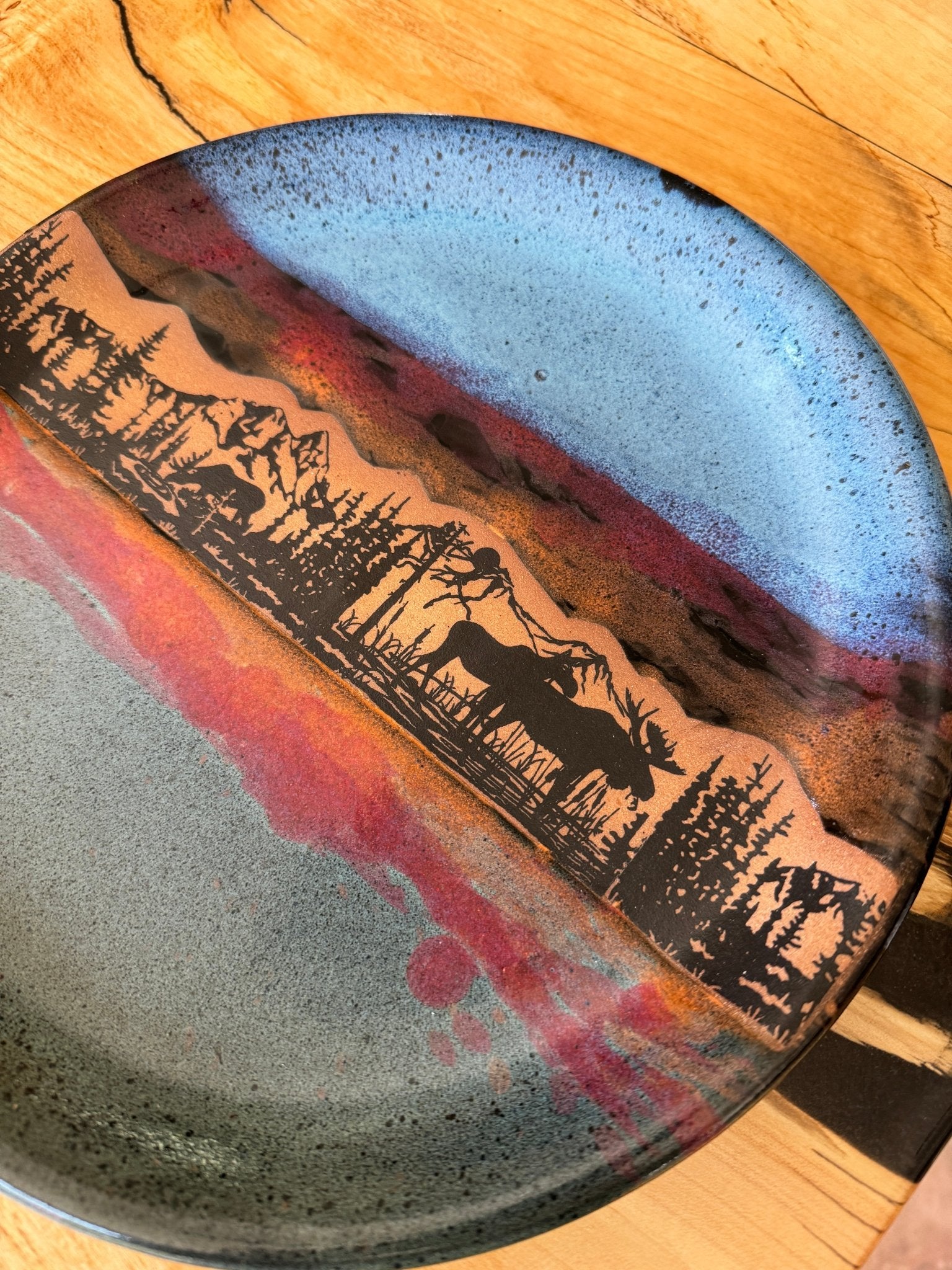 Forest Moose Pottery Dinnerware Set - Handcrafted Ceramic Plates, Bowls & Mugs for Rustic Home Dining - Perfect for Farmhouse Kitchens, Camping & Outdoor Entertaining