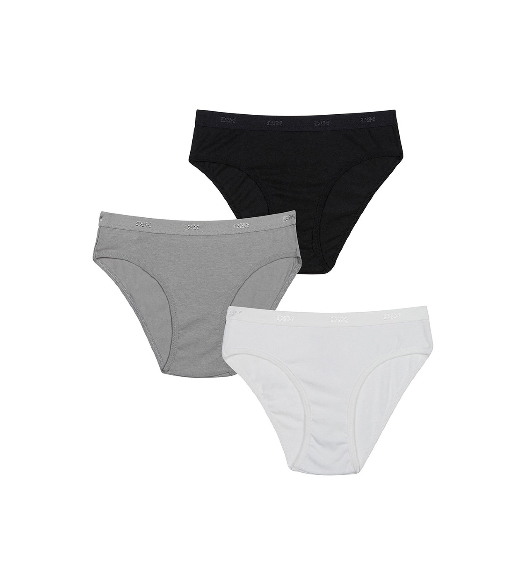 DIM Girl 3-Pack Cotton Underwear - White, Black, Gray - Breathable & Comfortable for Everyday Wear - Perfect for School, Work & Gym