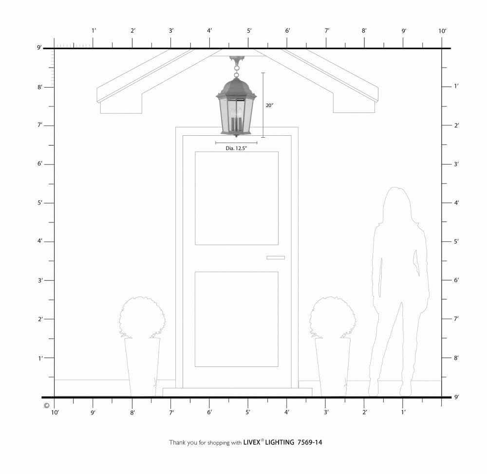 Livex Lighting 7569-14 Hamilton 3-Light Outdoor Hanging Pendant - 12.5