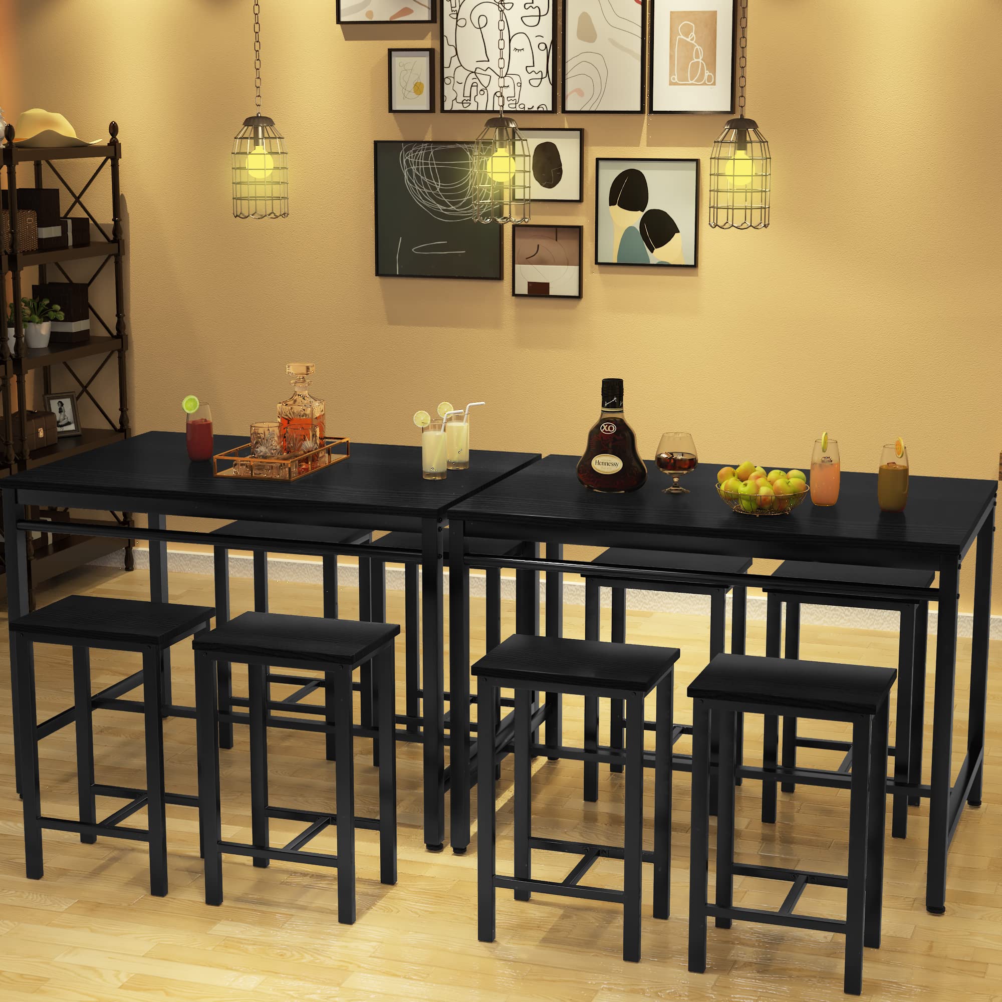DKLGG 5-Piece Wooden Dining Table Set for 4 - Small Kitchen Table with 4 Stools, Compact Bar Height Dining Room Set for Small Spaces | Perfect for Breakfast Nooks, Studio Apartments & Cozy Kitchens