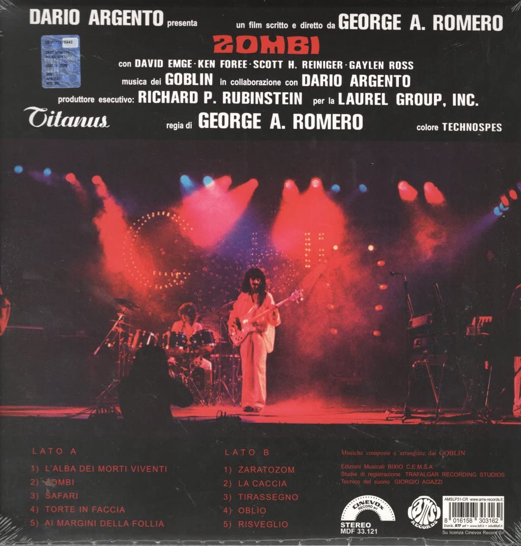 Zombie Original Soundtrack Limited Edition Clear Vinyl - Perfect for Horror Movie Nights & Halloween Parties