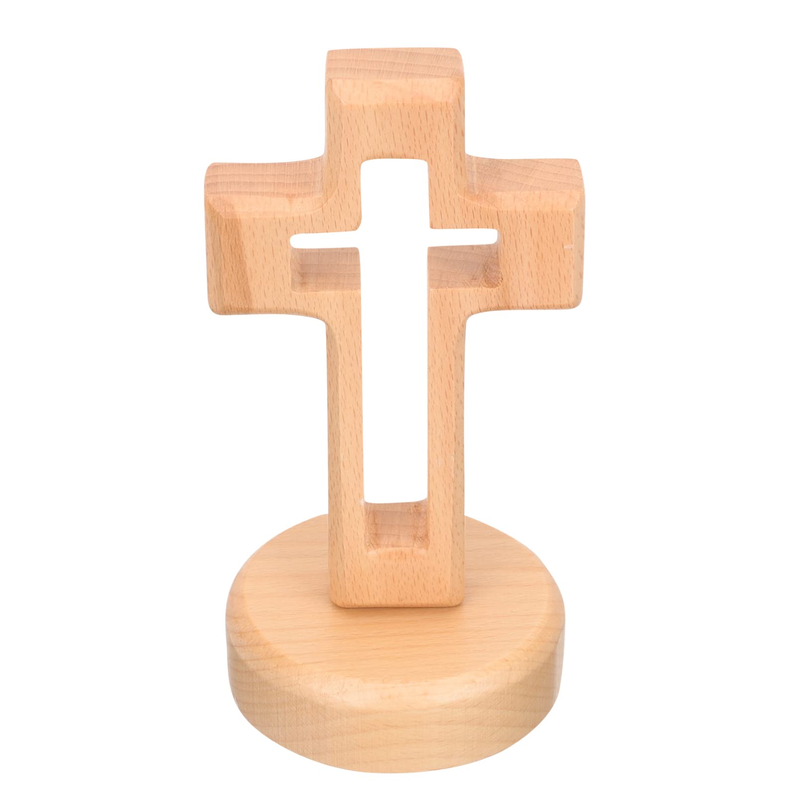Didiseaon Unfinished Wooden Standing Christian Cross with Base - DIY Craft for Church Altar, Home Decoration, Tabletop Ornament | Perfect for Easter, Christmas & Religious Celebrations