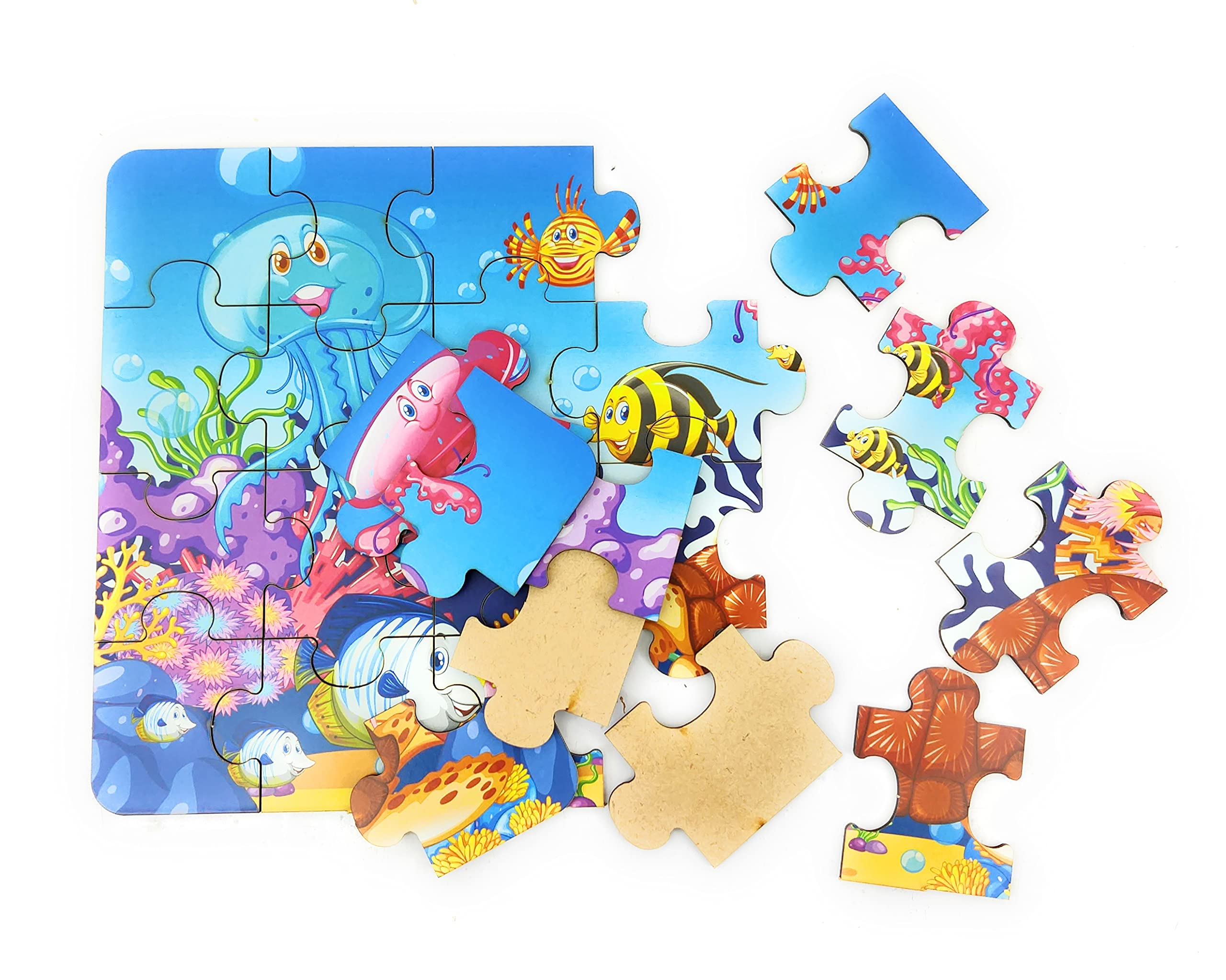 FunBlast Wooden Jigsaw Puzzle for Kids - 24 Piece Aquatic Life Learning Puzzle, Eco-Friendly Paperless Educational Toy | Perfect for Preschool Learning, Birthday Gifts & Family Game Night