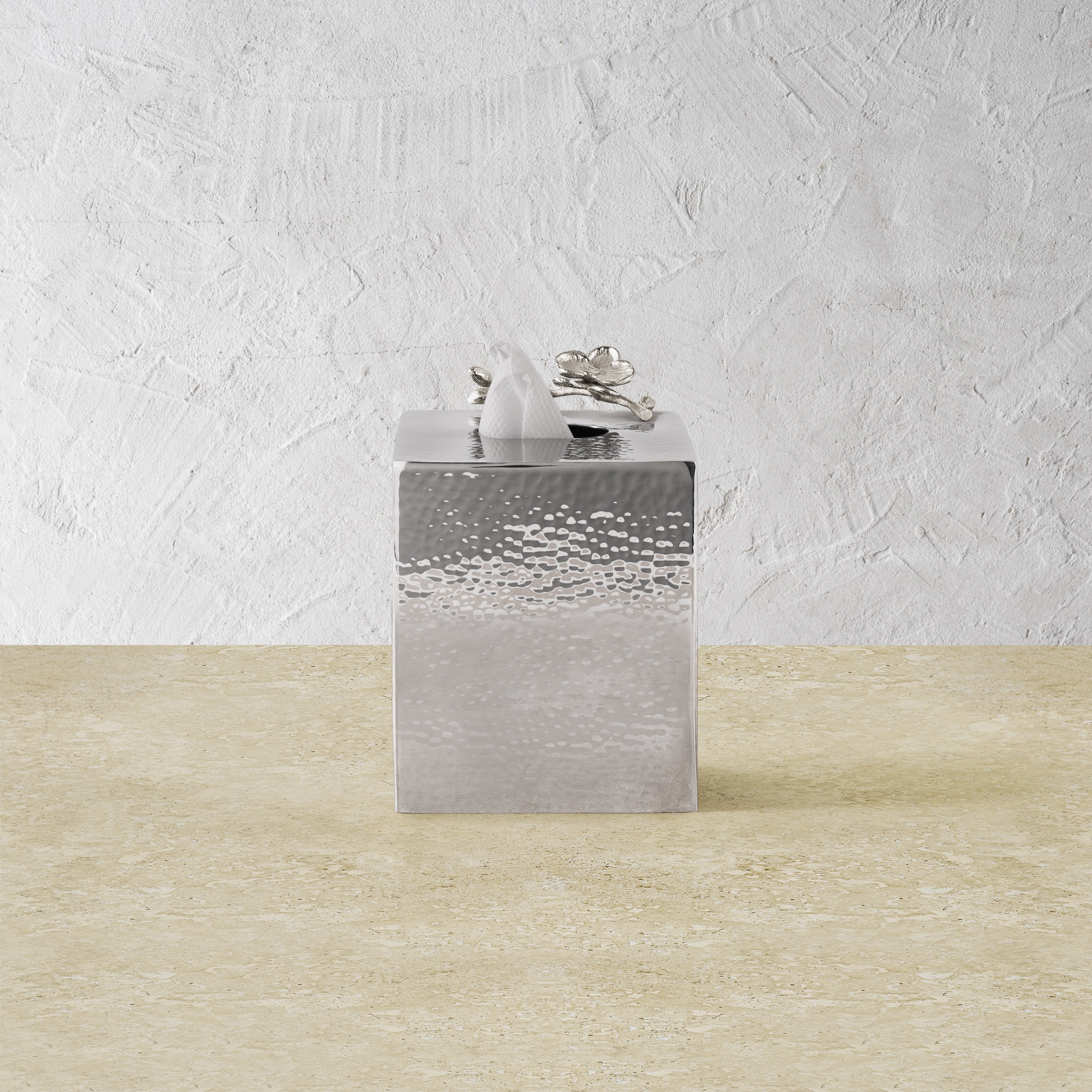 Elegant White Orchid Tissue Box Cover - Home & Office Decor for Living Room, Bedroom, or Bathroom