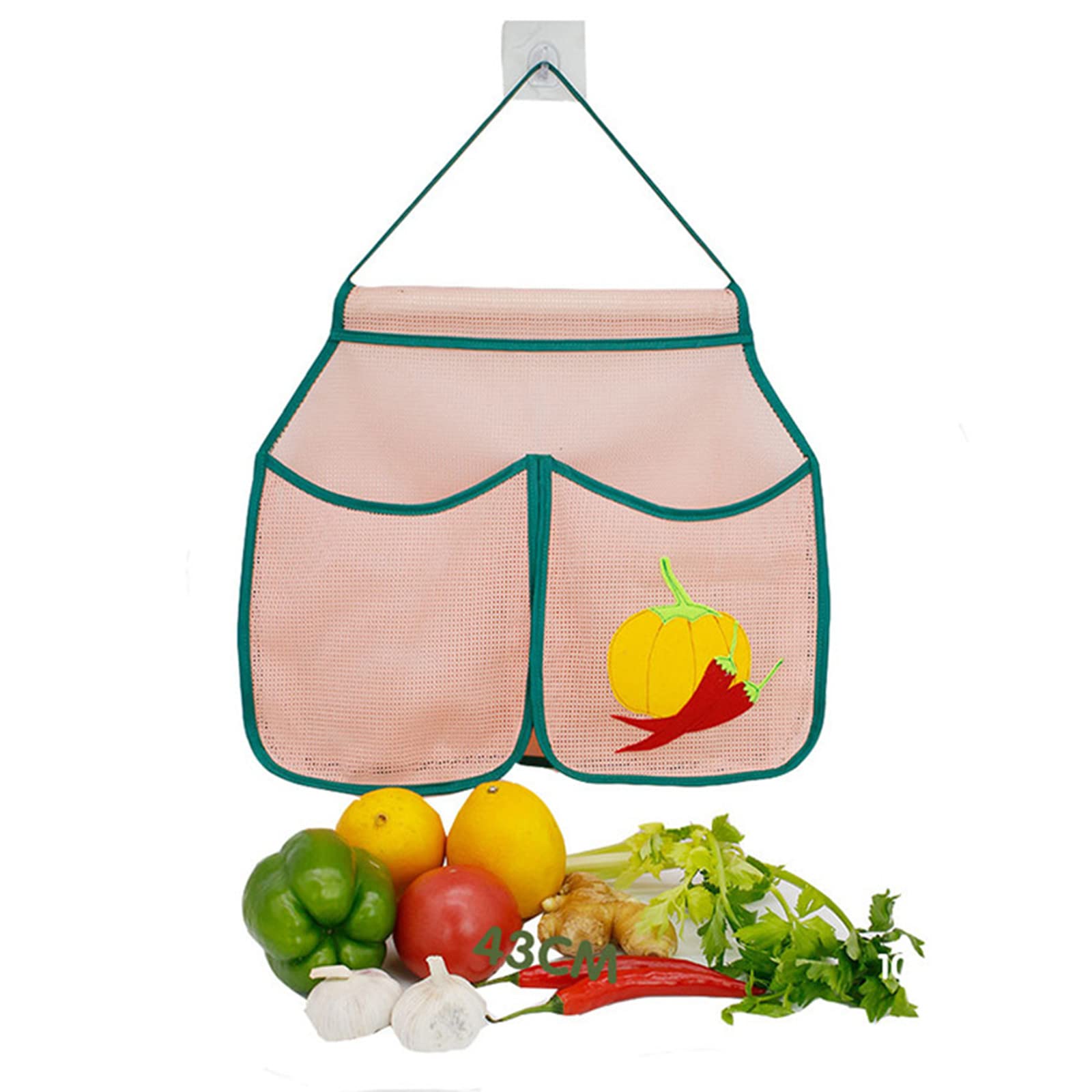Comigeewa Hanging Mesh Storage Bag for Fruits & Vegetables - Washable Cotton Organizer for Potatoes, Onions, Garlic & More - Reusable Kitchen Produce Storage Solution - Perfect for Pantry, Refrigerator & Farmers Market Use