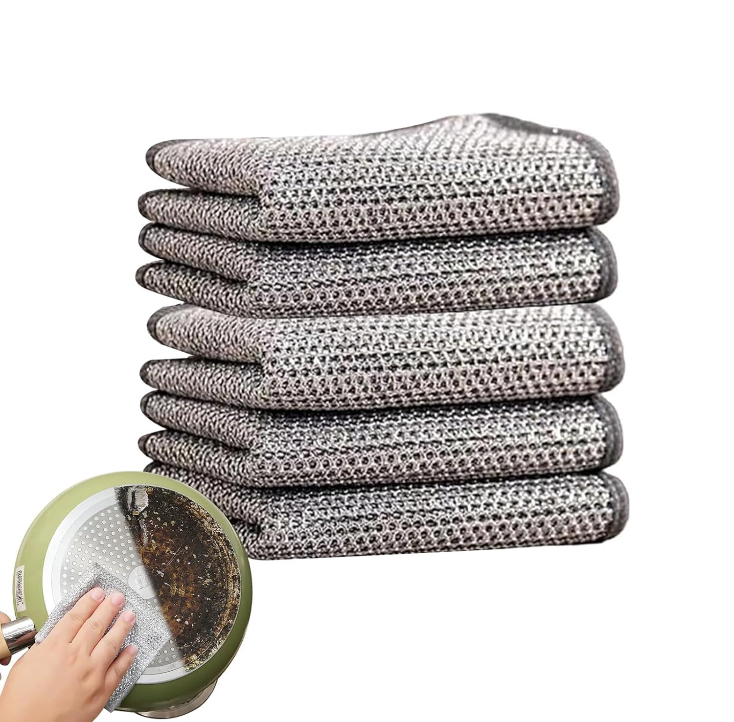 3 Pack Non-Scratch Wire Dishcloths - Reusable Multipurpose Dishwashing Rags for Wet & Dry Cleaning - Easy Rinse Kitchen Cleaning Cloth for Sinks, Pots, Pans & Cookware - Perfect for Daily Dishwashing & Tough Stain Removal