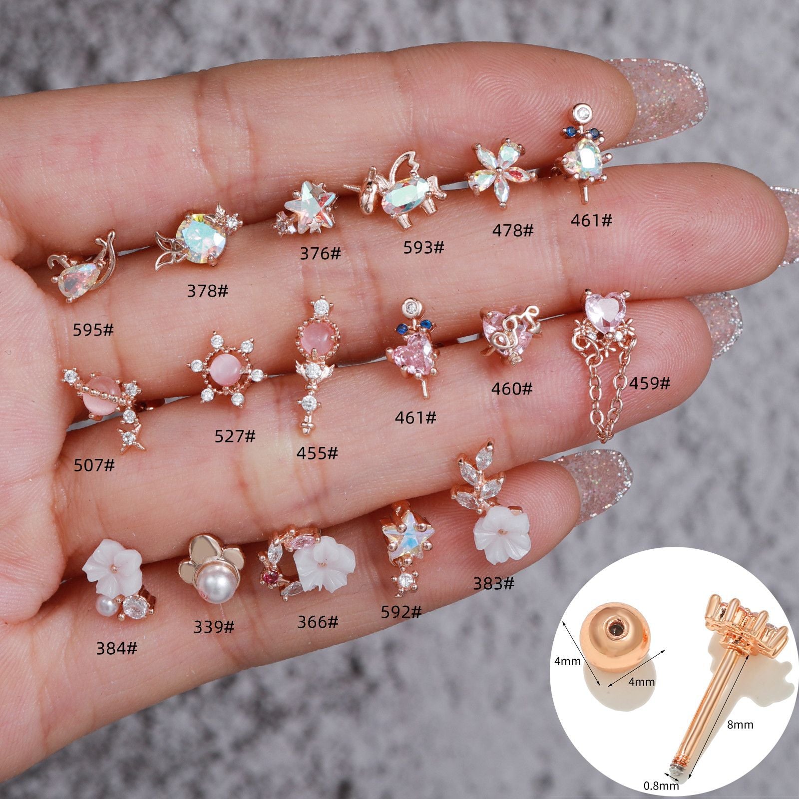 20G Unicorn Cartilage Conch Barbell Back Helix Studs - Body Jewelry for Ear Piercing | Perfect for Cartilage, Helix, and Conch Piercings | Trendy and Unique Gift Idea