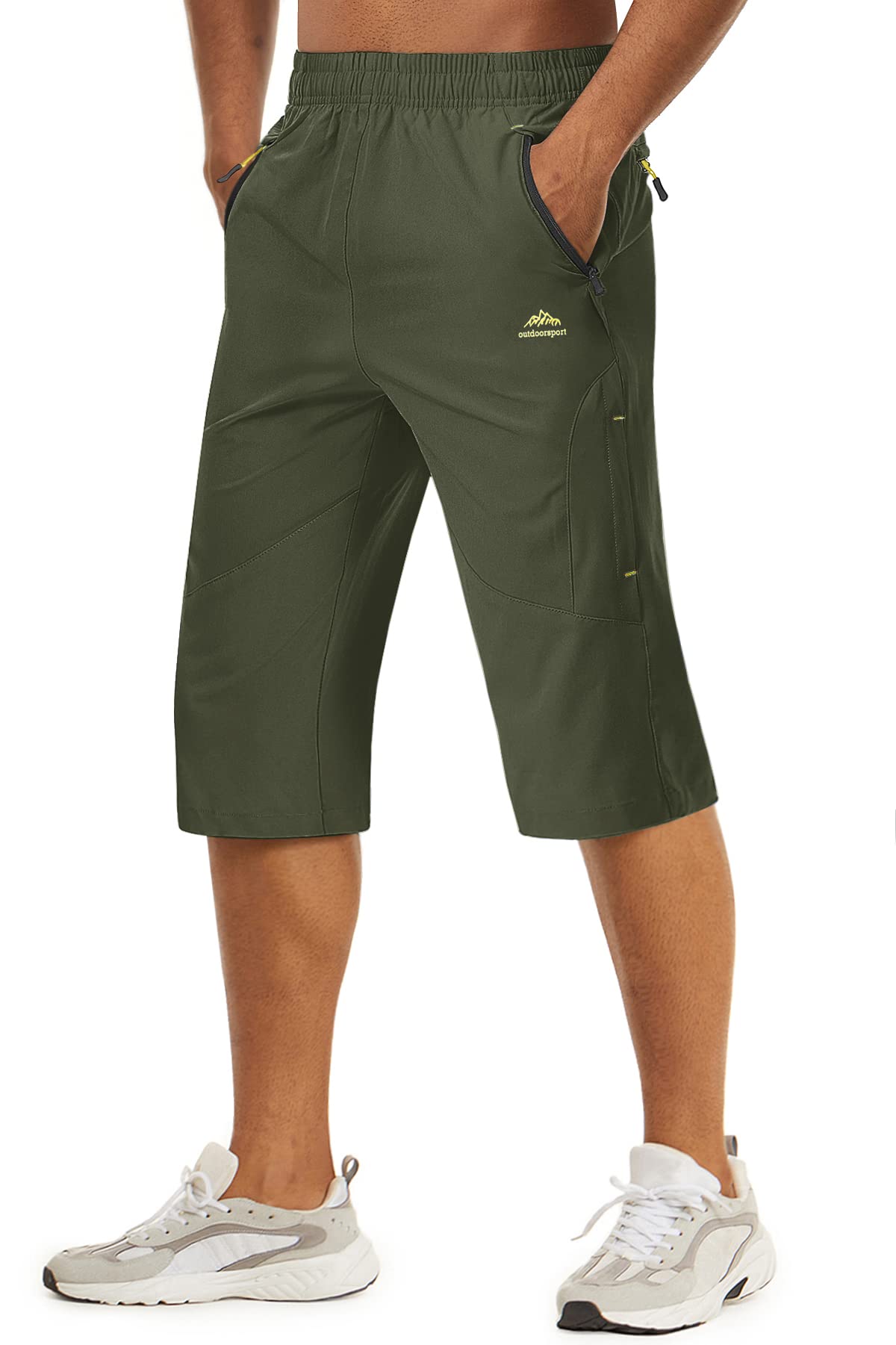 TACVASEN Men's Quick-Dry Hiking 3/4 Capri Shorts with Zipper Pockets - Lightweight Athletic Running & Workout Shorts for Outdoor Adventures, Gym & Travel