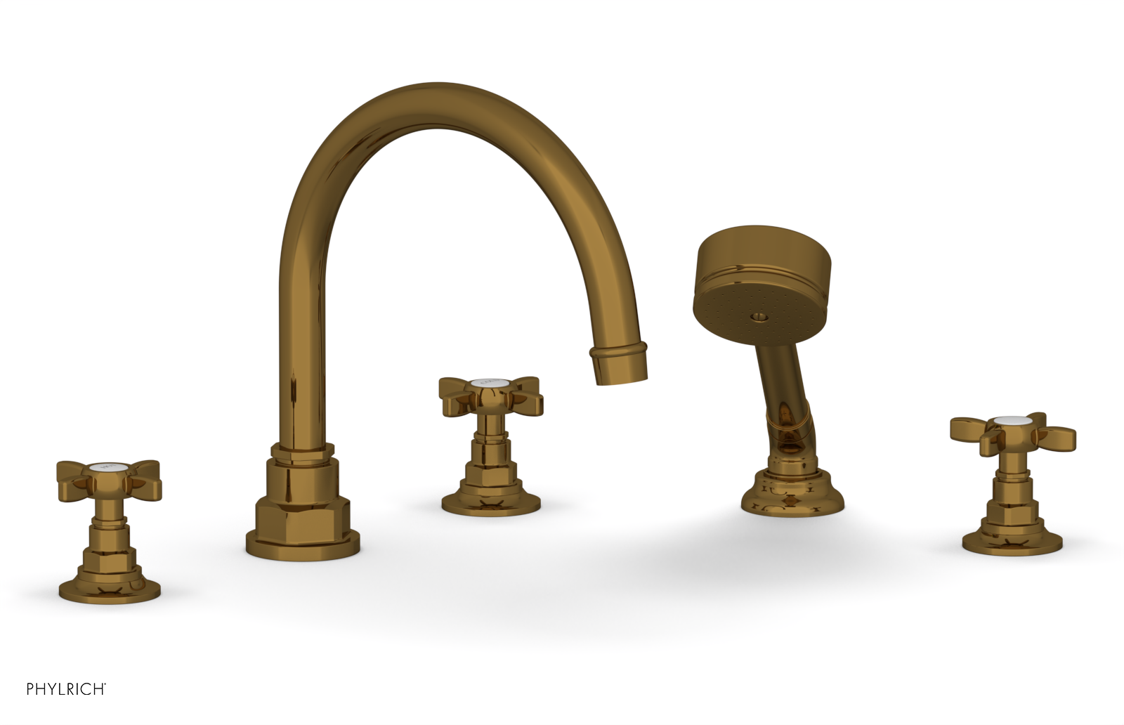 Jamestown Deck Tub Set with Hand Shower - Cross Handles 165 48 - Outdoor/Indoor Freestanding Bathtub for Patio, Garden, or Bathroom Relaxation