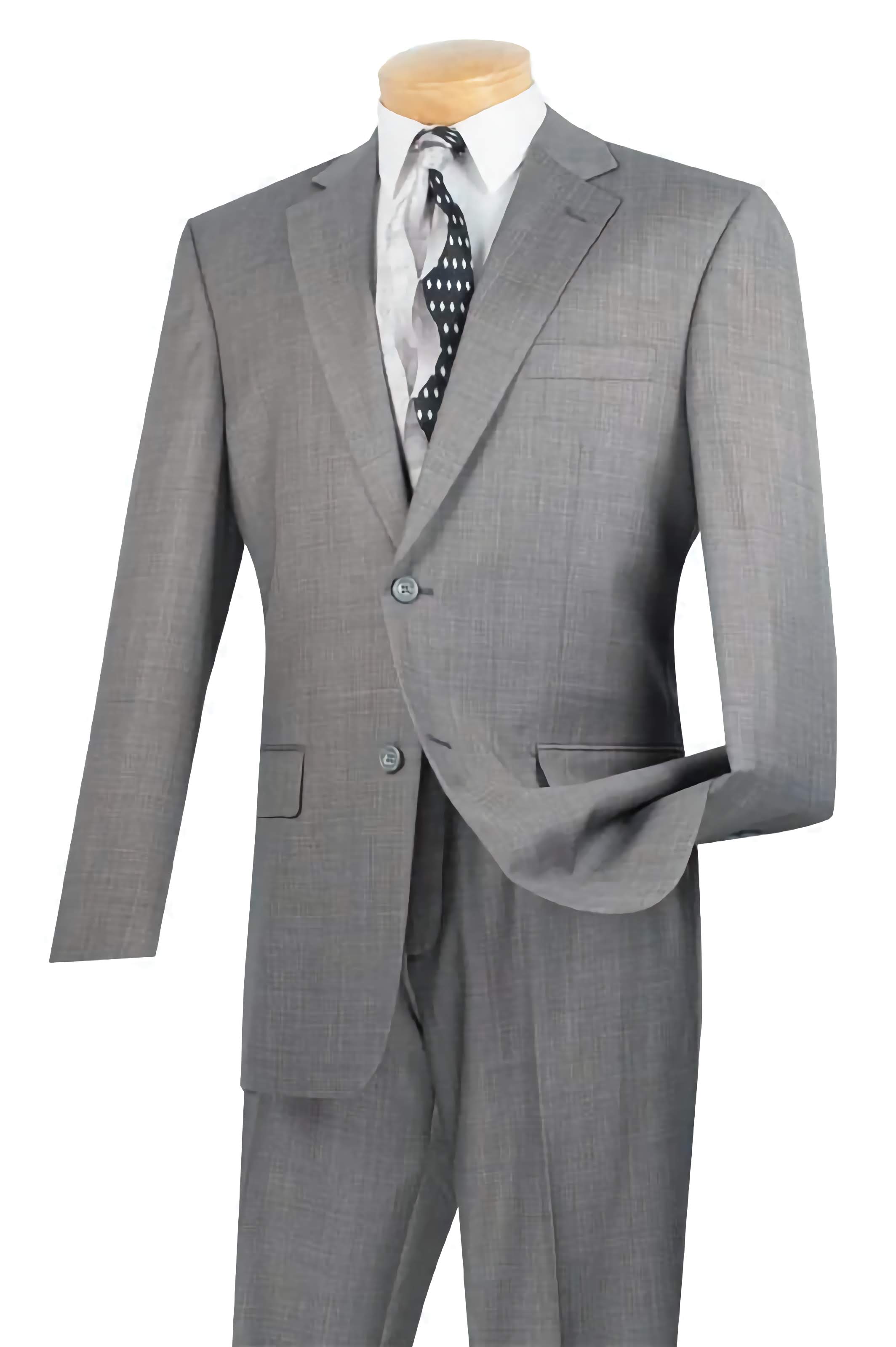 Men's Regular Fit 2-Piece Suit Set with 2-Button Textured Weave in Gray - Perfect for Business Meetings & Formal Occasions