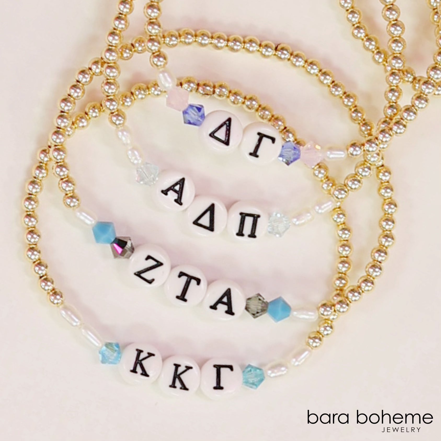 Bara Boheme Sorority Bracelet - Stylish Greek Letter Beaded Friendship Jewelry for College Sisters - Perfect for Rush Week, Bid Day & Sisterhood Events