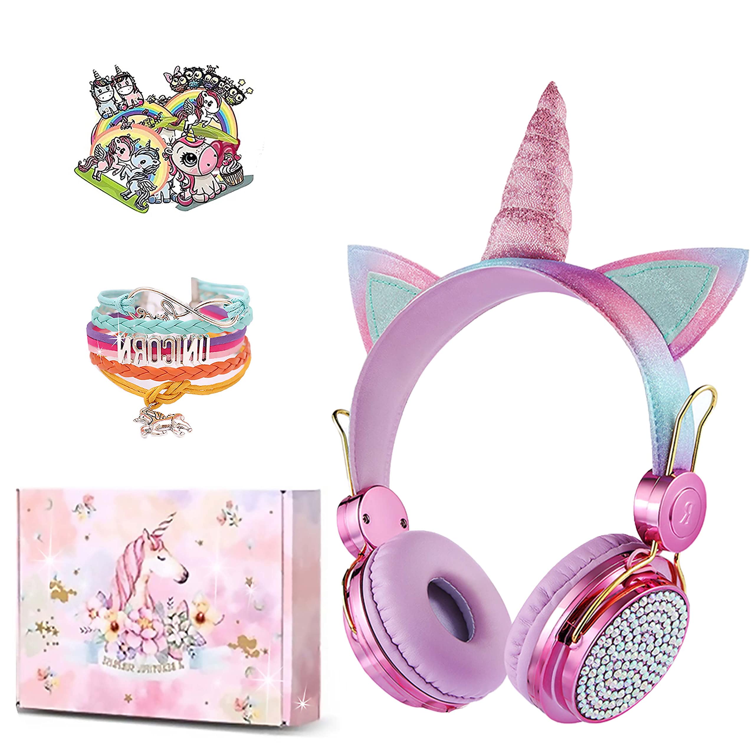 Lalacosy Kids Wireless Headphones with Microphone - Unicorn Gifts for Girls, 16 Hours Playtime, 95dB Volume Limit, Soft Over-Ear Cushions - Bluetooth Headset for PC, Tablet, Laptop (Pink) | Perfect for Online Learning, Gaming, and Travel