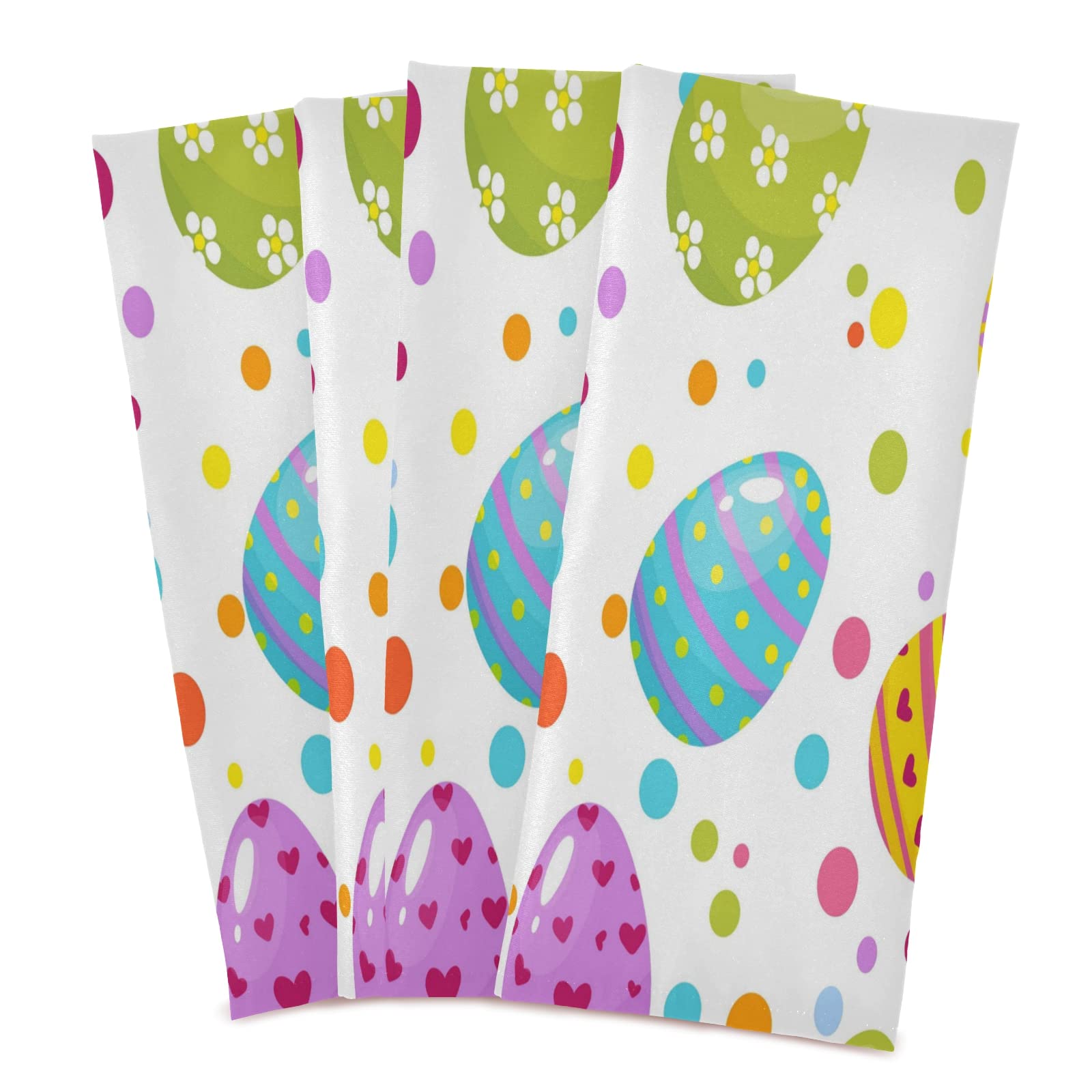 ALAZA Happy Easter Polka Dot Egg Kitchen Towels Set of 4 - Super Absorbent Soft Dish & Tea Towels (18x28 Inches) - Perfect for Spring Cleaning, Holiday Decor & Kitchen Essentials