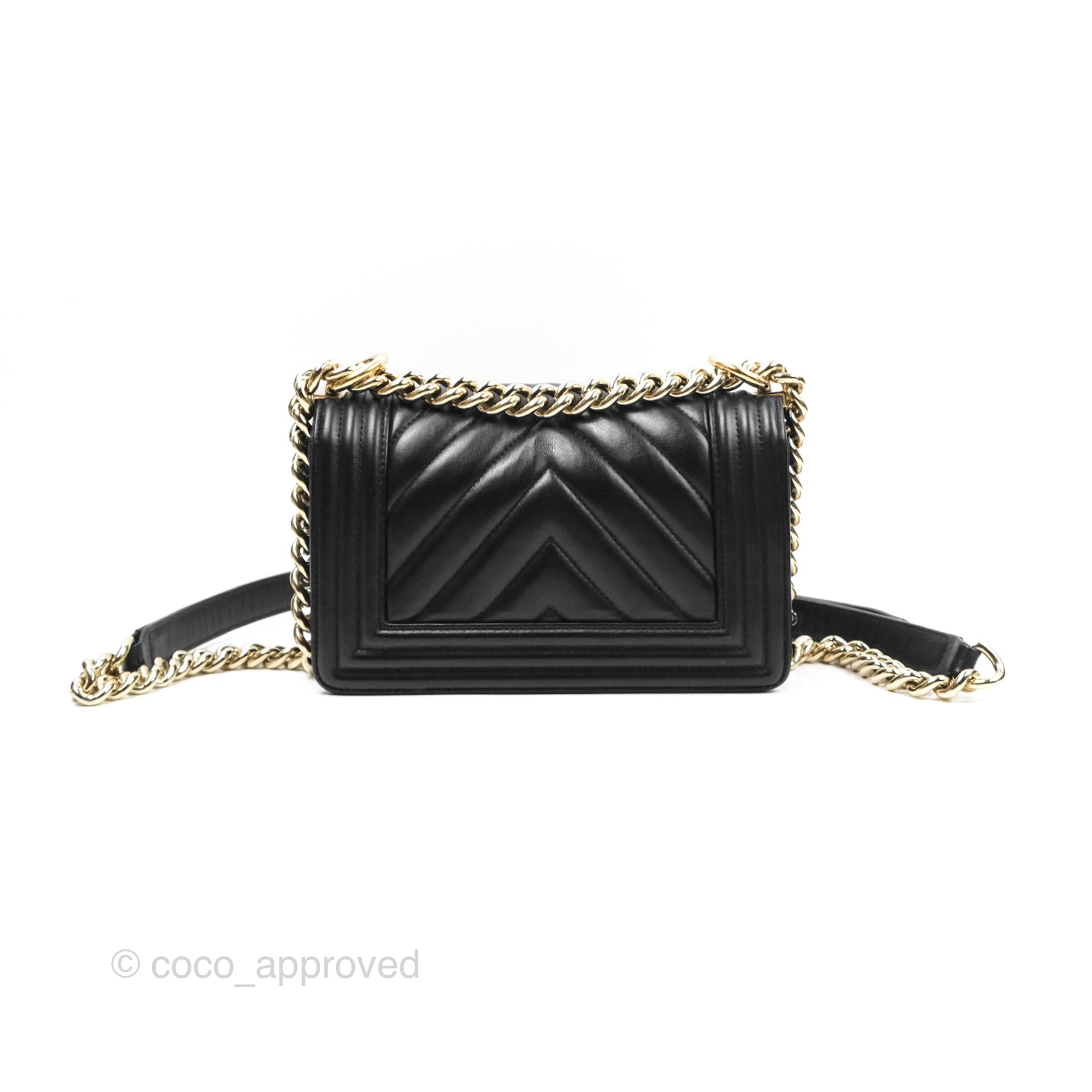 Chanel Chevron Small Boy Bag in Black Calfskin with Gold Hardware - Luxury Crossbody Bag for Women, Perfect for Evening Events & Date Nights
