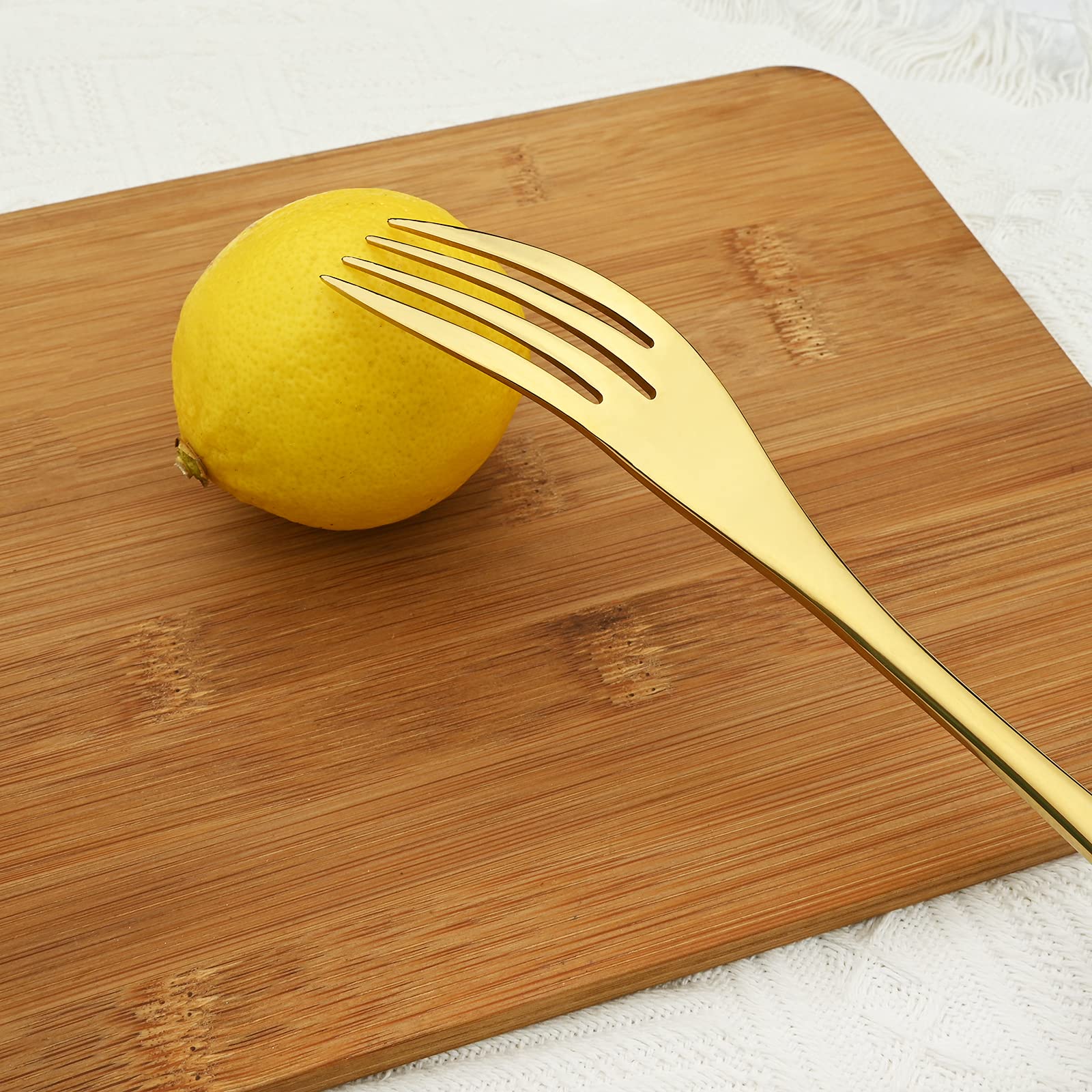 Premium 4-Piece 18/10 Stainless Steel Gold Dinner Forks Set - 8.46