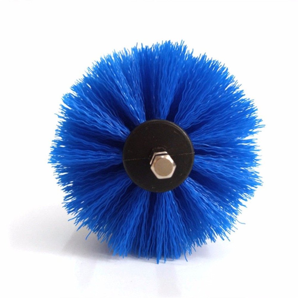 3.5 Inch Bristle Electric Drill Brush Attachment - Heavy Duty Cleaning Brush for Power Drills (Blue) - Perfect for Tile Grout, Bathtub, Shower, and Outdoor Cleaning
