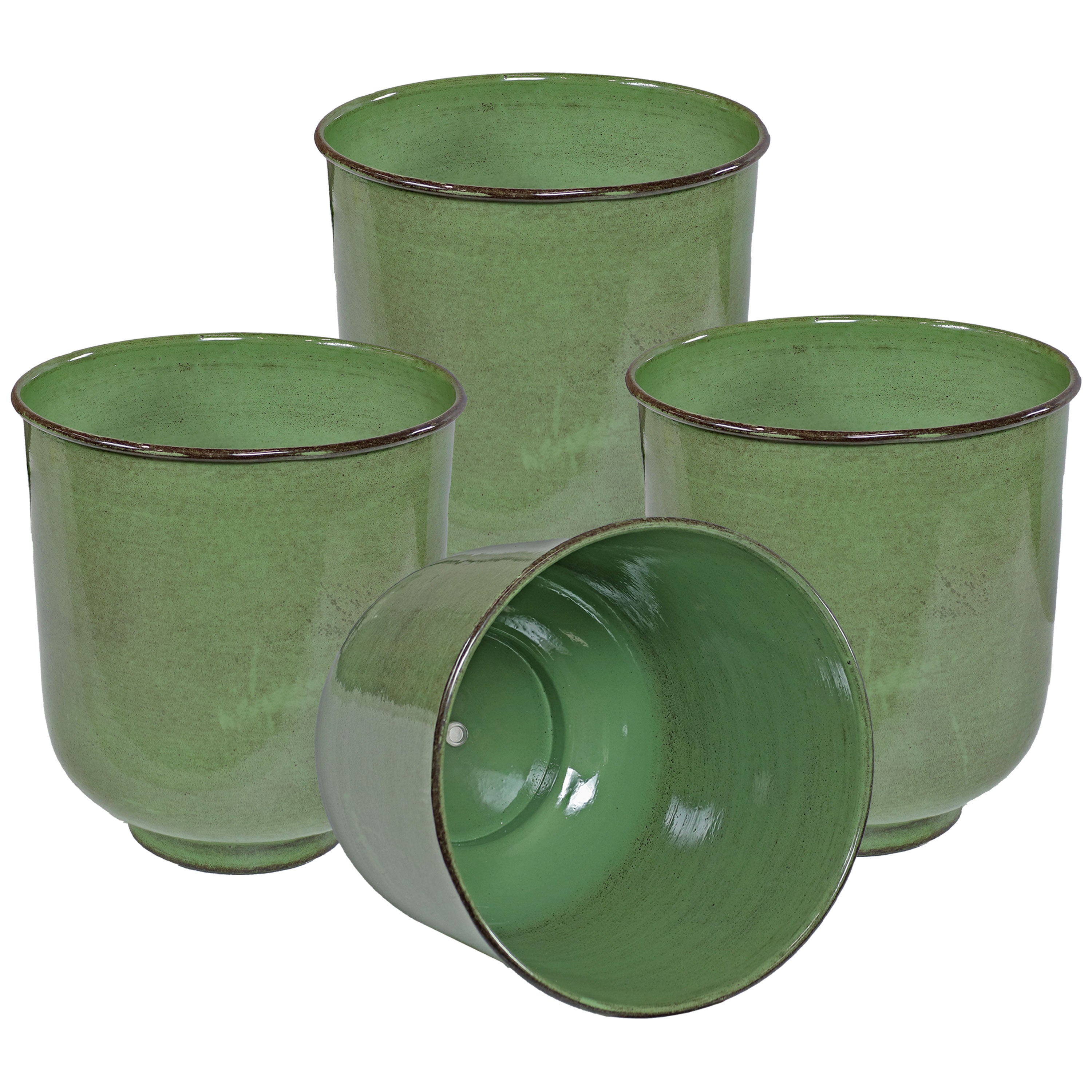 Sunnydaze Vivian Metal Outdoor Plant Pots - 11 Inch Rust-Resistant Garden Planters for Patio, Deck & Balcony Decor - Perfect for Flowers, Succulents & Herbs