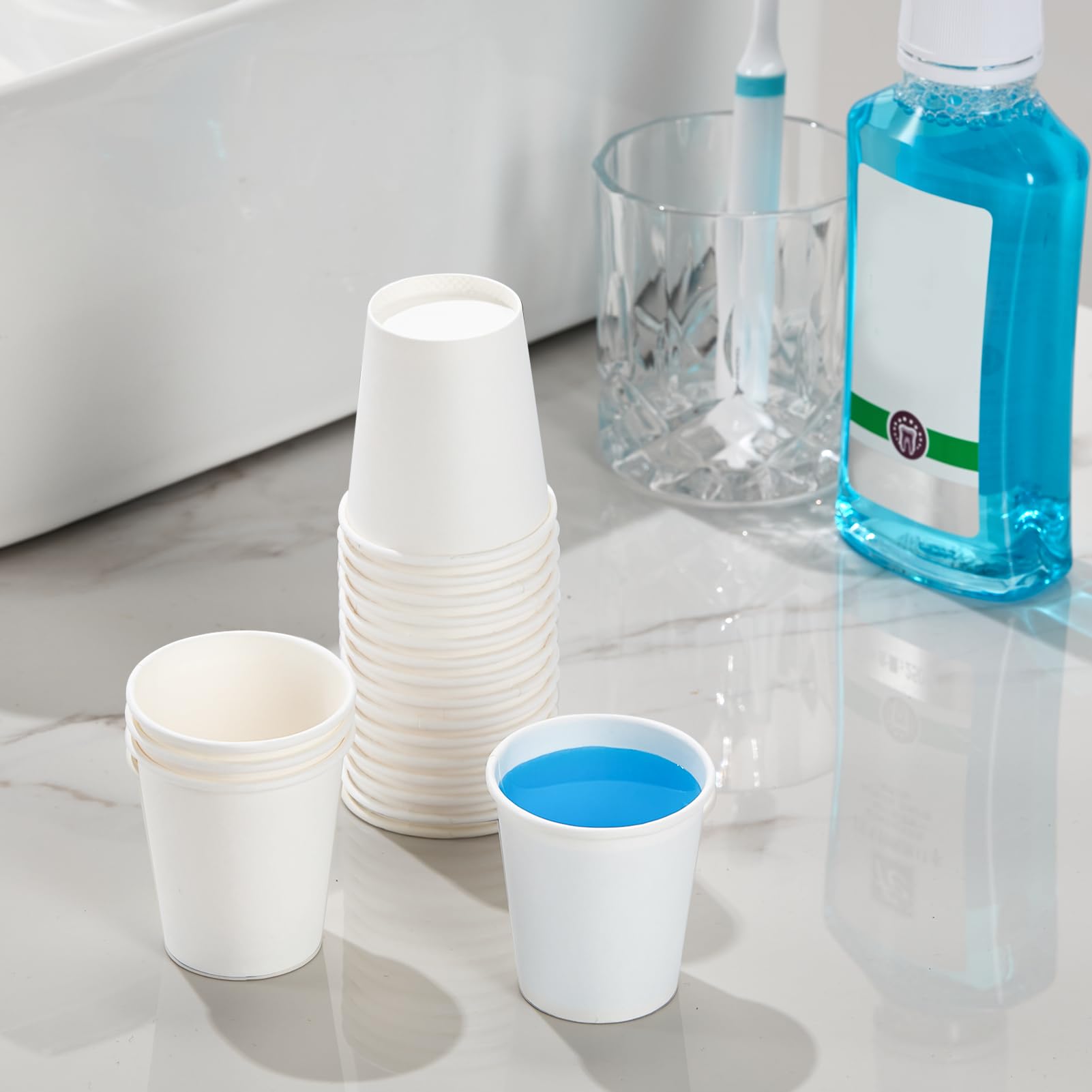 300 Pack 5 oz Disposable Paper Cups - White Small Bathroom & Mouthwash Cups - Hot & Cold Drink Cups for Home, Office, Party, Travel - Perfect for Coffee, Tea, Juice, Water & Picnics