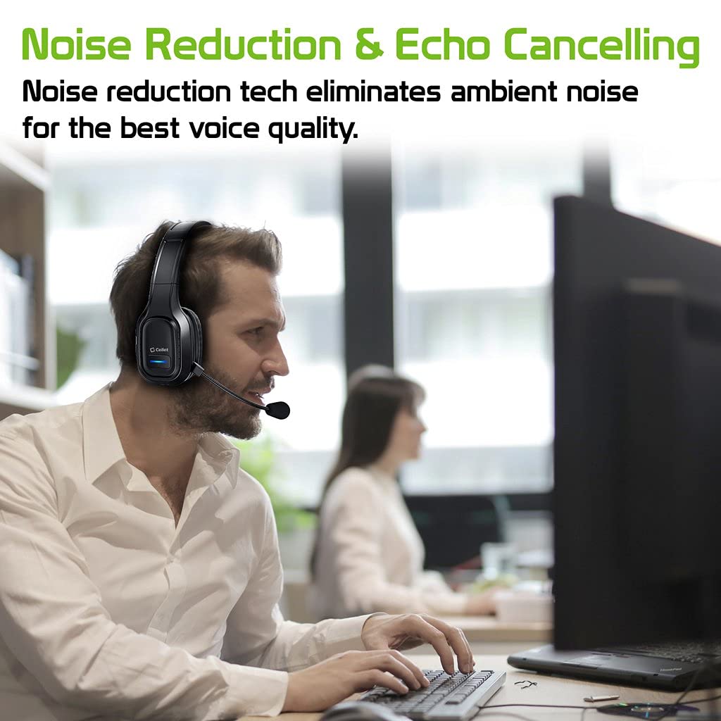 PRO Wireless Headset for Samsung Galaxy Book Pro 360 (13.3-inch) - Boom Dual V5.3 Bluetooth & 3.5mm Backup Cable - Noise Cancelling for Truck Drivers, Office Work & Online Meetings (Black)