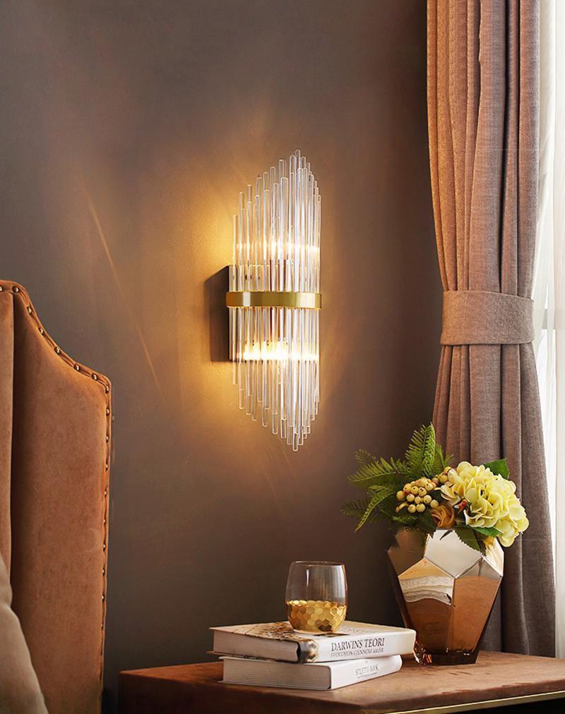 Elegant Crystal Wall Sconce Light Fixture - Modern Home Decor for Bedroom, Living Room & Hallway Lighting