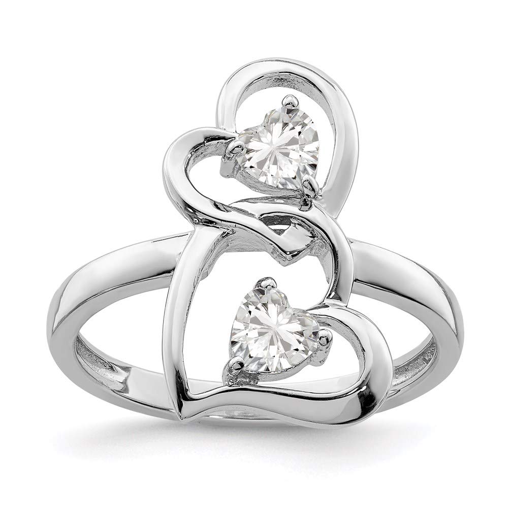925 Sterling Silver Cubic Zirconia Double Heart Ring for Women - Elegant Valentine's Day, Anniversary & Birthday Gift for Her - Perfect for Romantic Dates, Proposals & Special Occasions