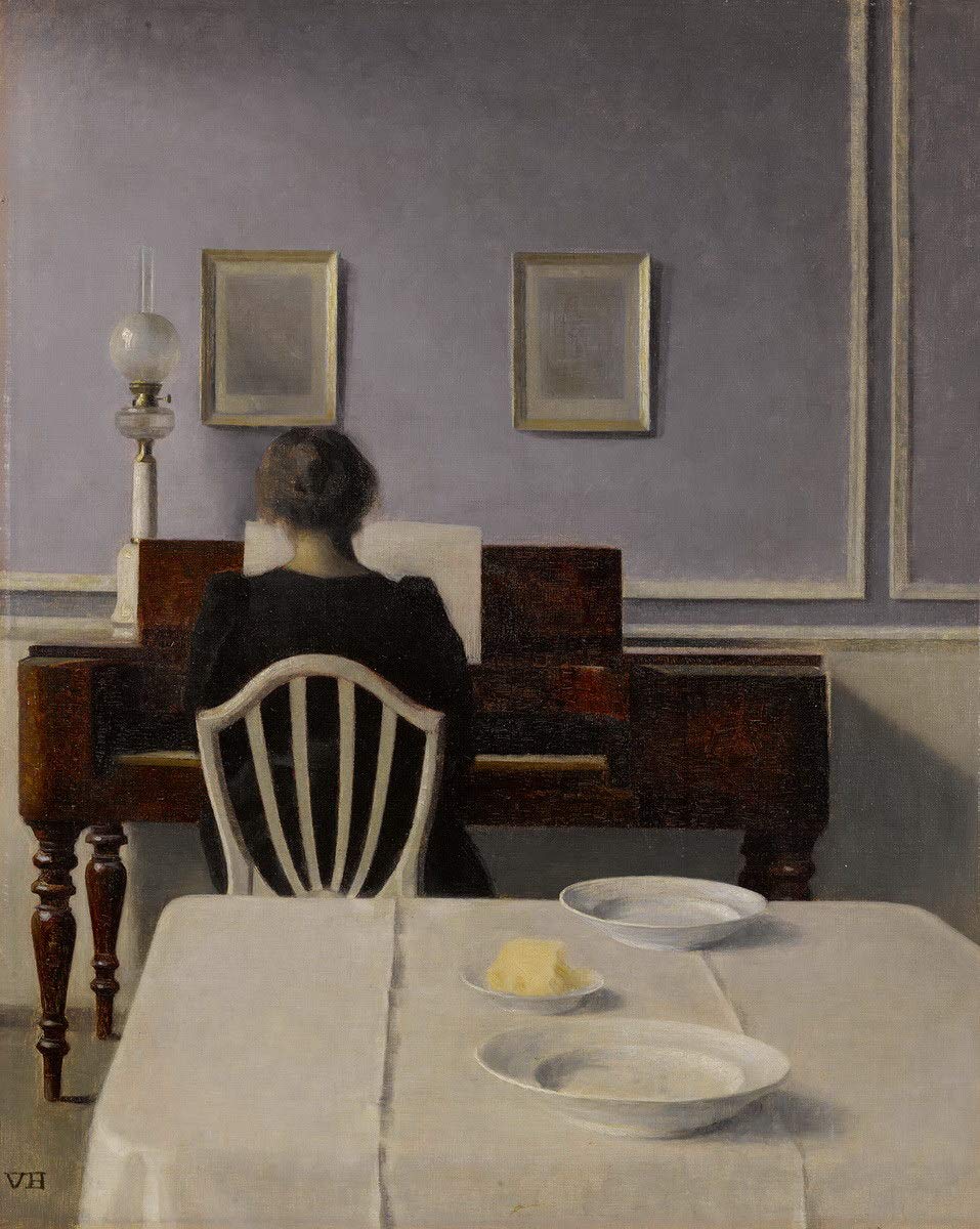 Vilhelm Hammershoi Giclee Print - Famous Painting Reproduction on Fine Art Paper - Interior With Woman At Piano Strandgade Wall Decor Poster - Perfect for Living Room, Bedroom & Office Art Display