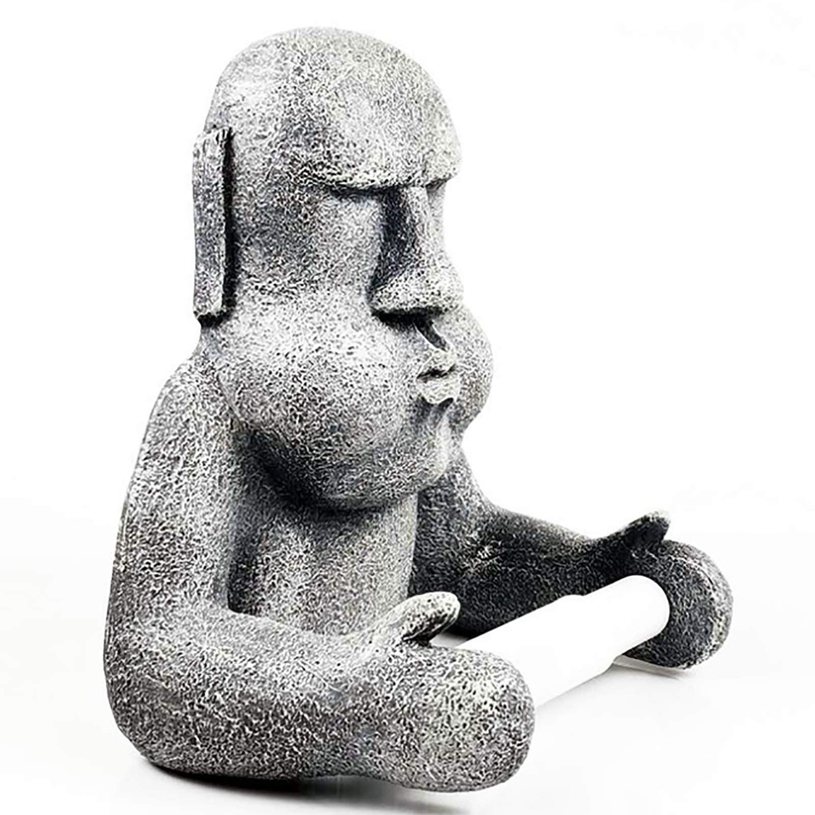 Funny Easter Island Toilet Paper Holder - Wall Mount Moai Statue Tissue Dispenser for Bathroom Decor, Grey | Unique Bathroom Accessory for Home & Office Use