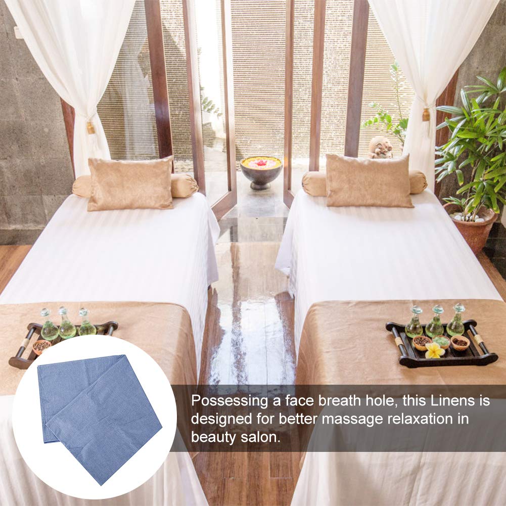 Premium Soft Cotton Massage Bed Sheets for Salon & SPA - Breathable Face Hole Design, Navy Blue - Ideal for Facial Treatments, Massage Therapy & Professional Beauty Services