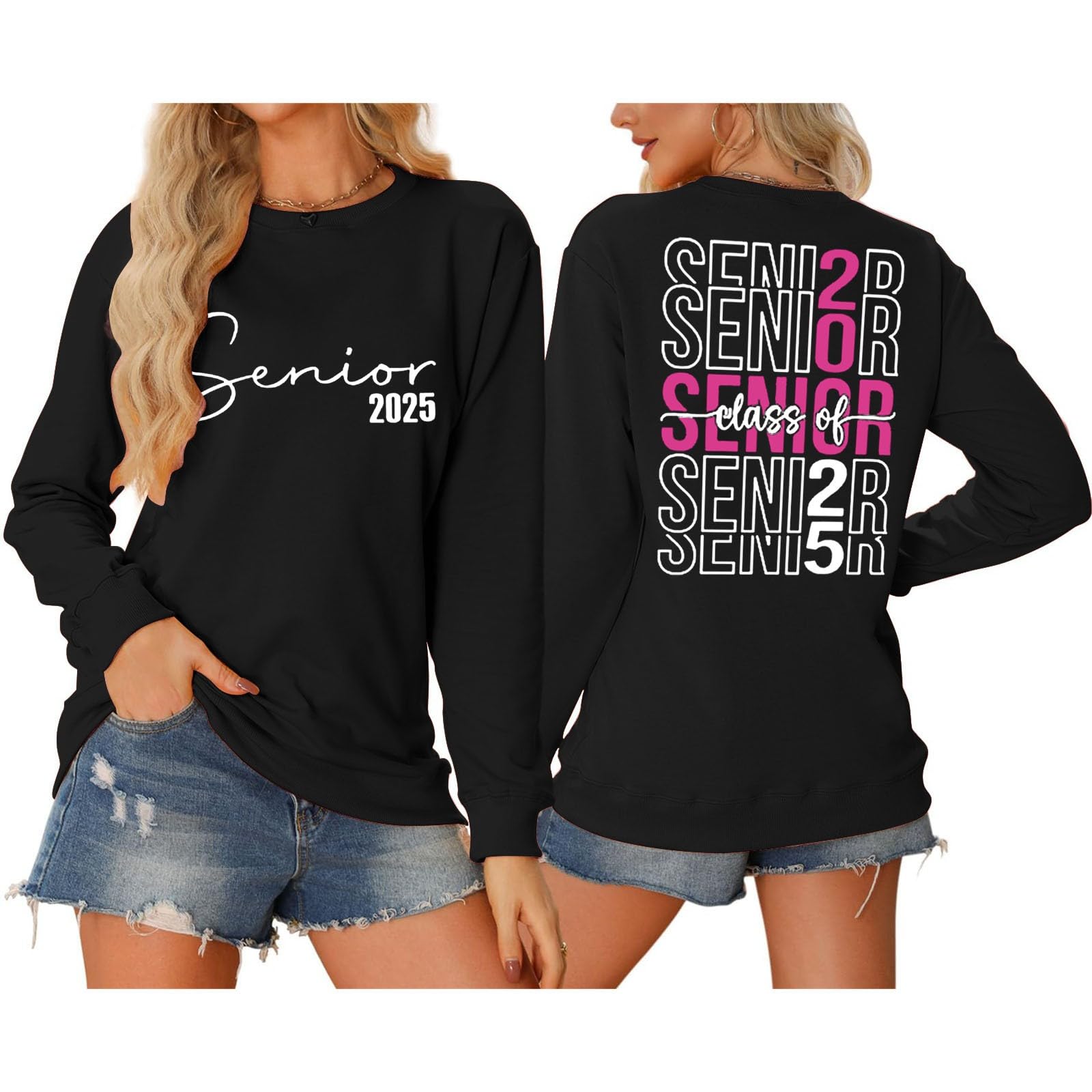 Class of 2025 Senior Sweatshirt for Women - 2025 Graduation Long Sleeve Pullover | Oversized Crewneck Sweater | Casual Juniors Tops | Perfect for Senior Year, Graduation Parties & School Spirit Events