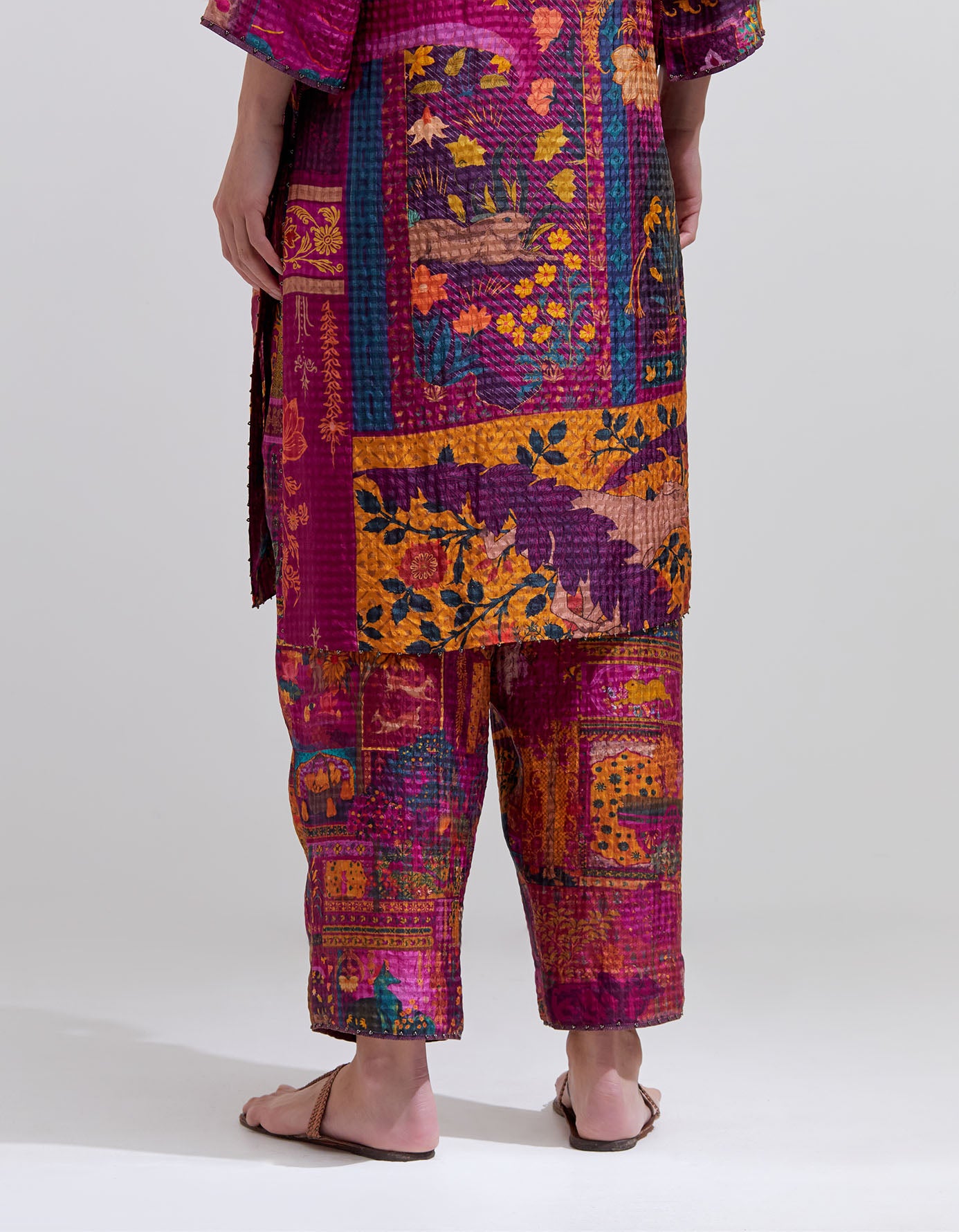 Damini Kurta Silk Check Purple Panchatantra - Elegant Indian Silk Kurta for Women | Perfect for Festivals, Weddings & Ethnic Occasions