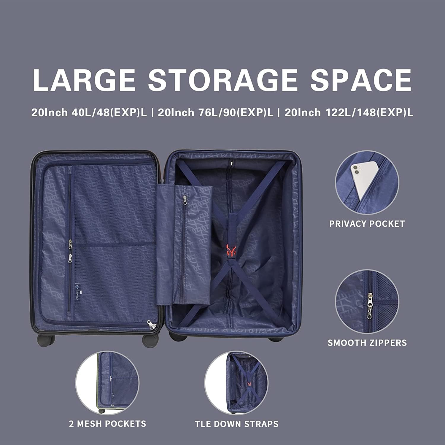 Vera Freeland 2-Piece Expandable Hardshell Luggage Set with X-Large Spinner Wheels - 20