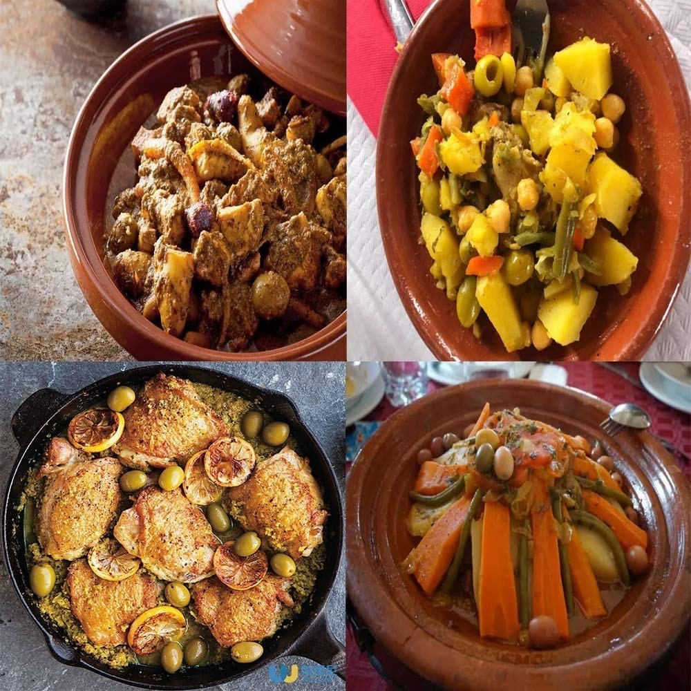 Premium 3.5L Ceramic Tagine Pot with Enameled Cast Iron Base - Lead-Free, Healthy Cooking & Easy Clean - Perfect for Moroccan Stews, Slow Cooking & Serving Authentic Dishes at Home