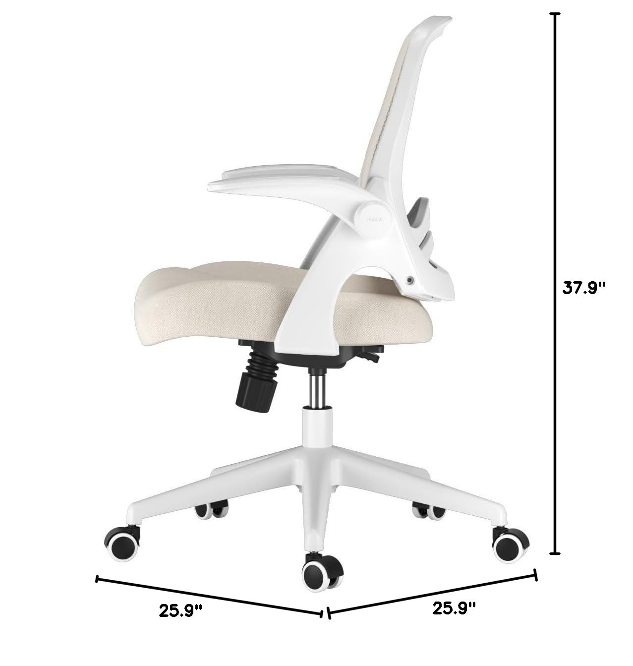Hbada Ergonomic Office Chair with Flip-Up Armrests & Saddle Cushion - Adjustable Swivel Mesh Desk Chair with S-Shaped Backrest, Grey - Perfect for Home Office, Gaming & Workspace Comfort