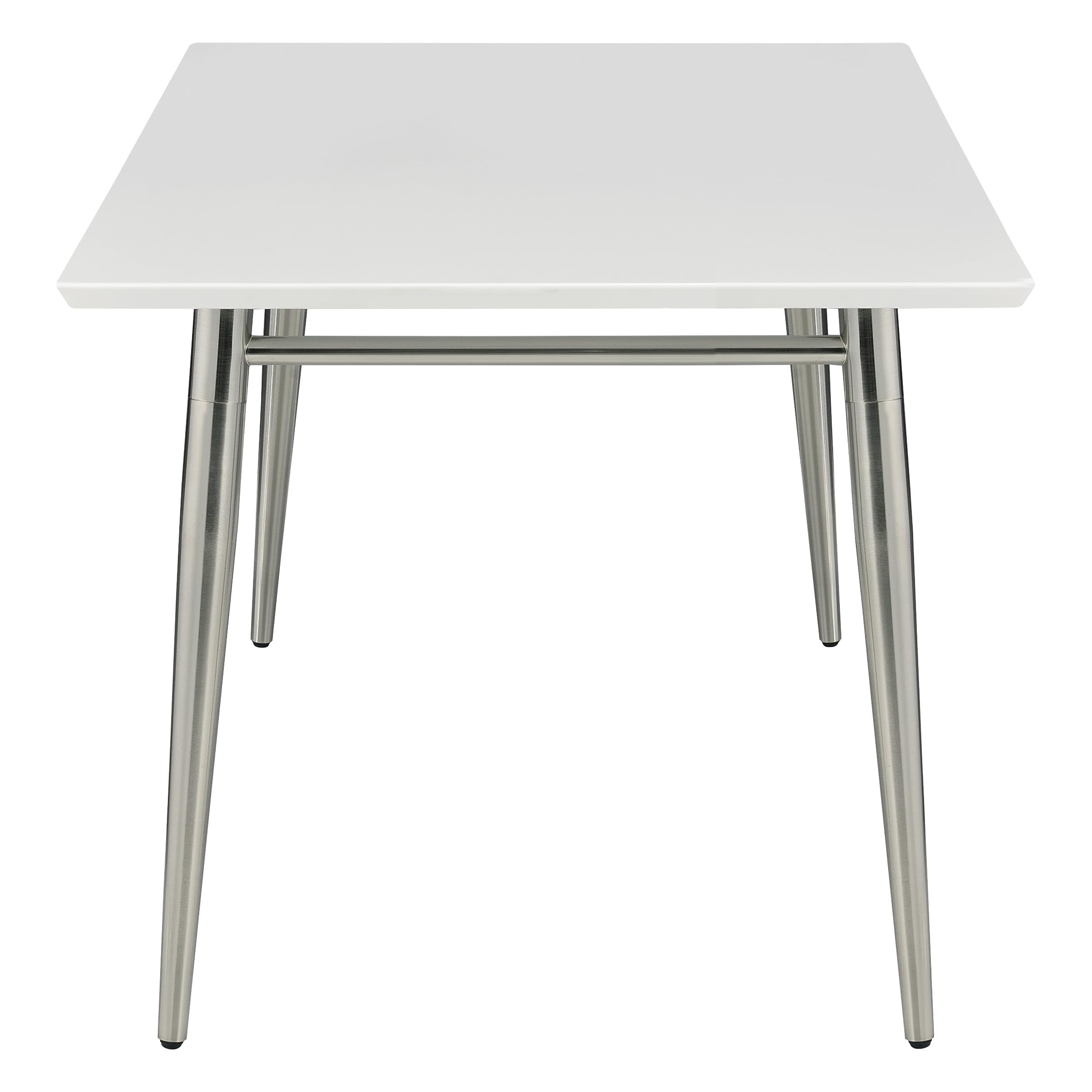 OSP Modern Rectangle Coffee Table - White Top with Brushed Nickel Legs, Mid-Century Style Living Room Furniture for Small Spaces | Perfect for Apartments, Condos & Home Decor
