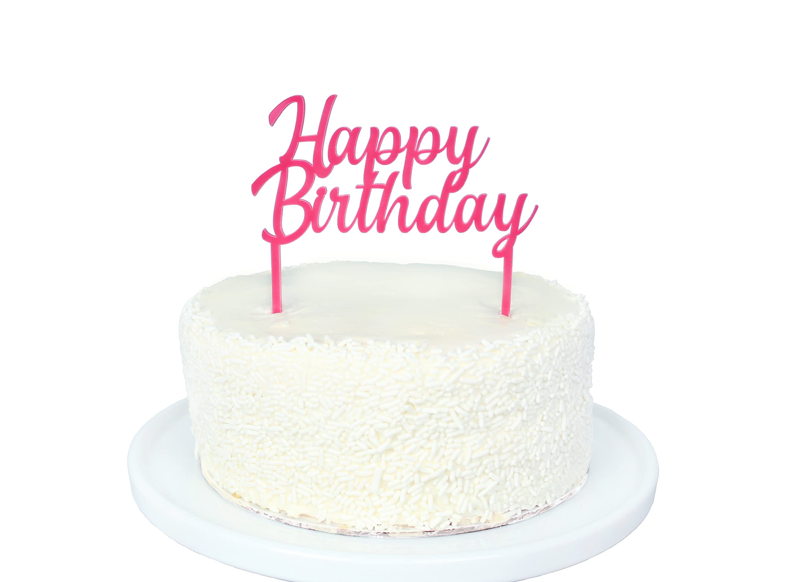 Pink Happy Birthday Cake Topper - Acrylic Custom Cake Decoration for Mom's Birthday, Baby Shower, Anniversary & Special Celebrations