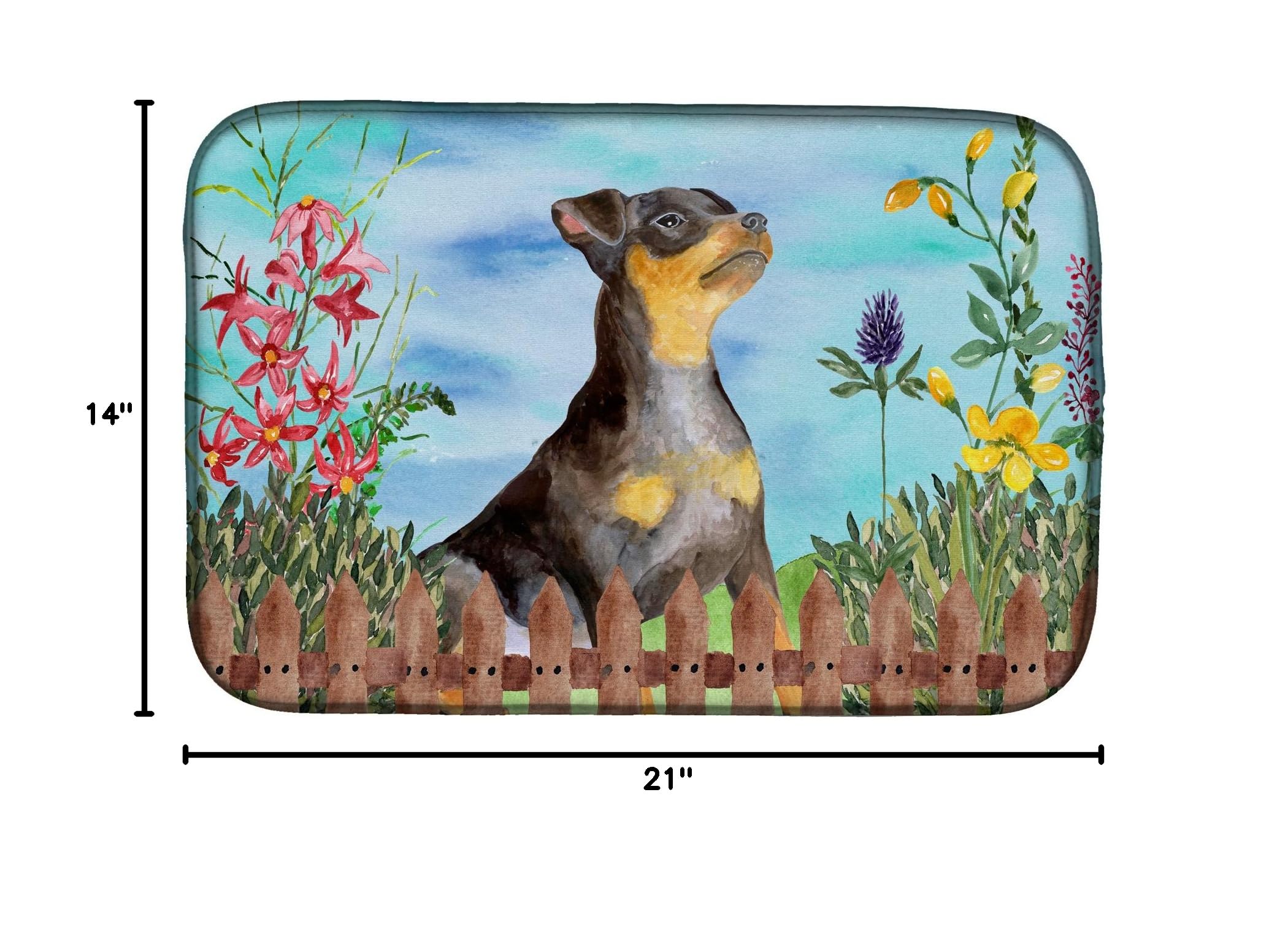 Miniature Pinscher Dish Drying Mat - Absorbent Kitchen Counter Pad (14x21