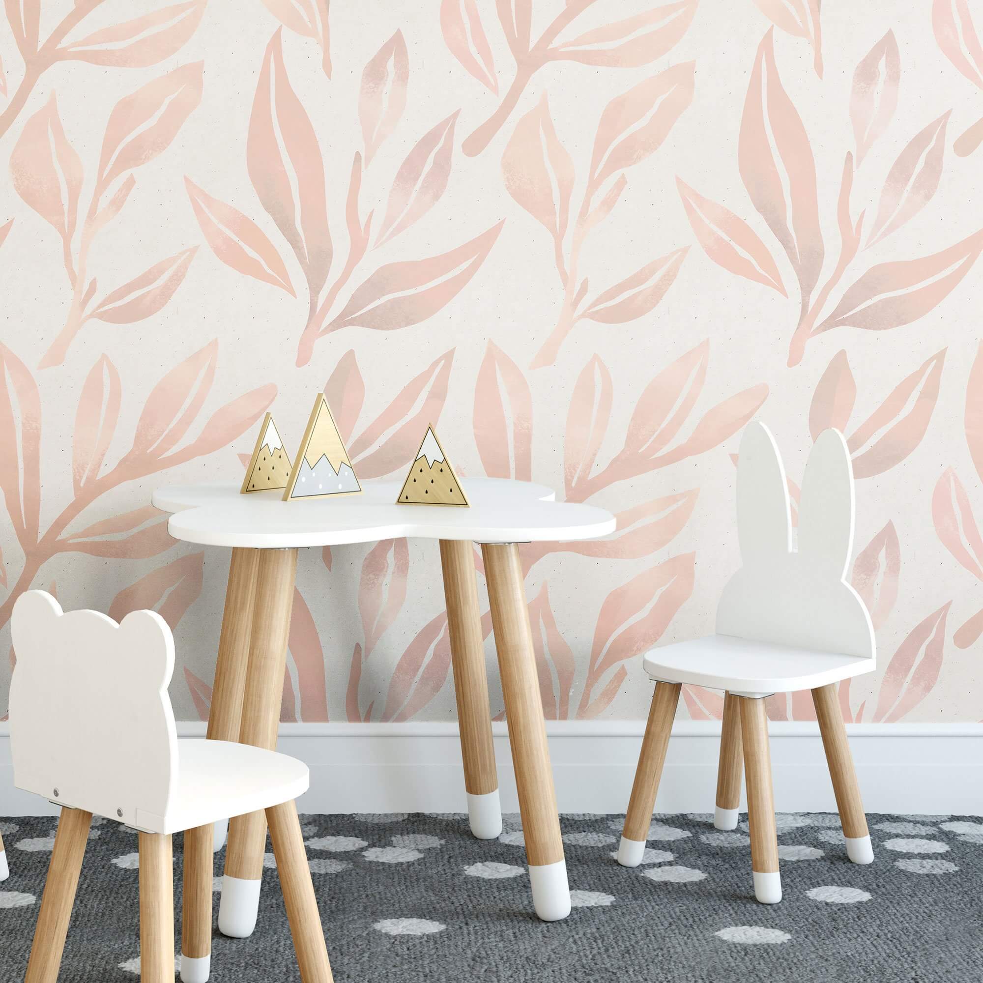 Coral Botanical Floral Peel and Stick Removable Wallpaper 8413 - Self-Adhesive Wall Decor for Bedroom, Living Room, Nursery & Office